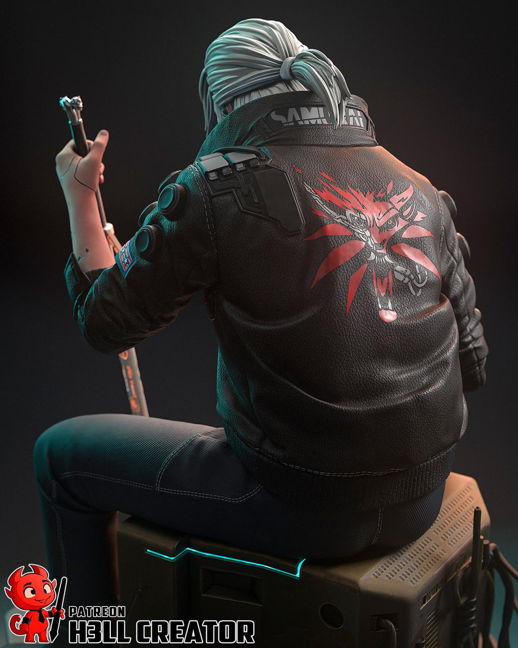 Geralt Cyberpunk Style Figure / Hand Painted & Unpainted Collectible Statue / Resin Art Figurine