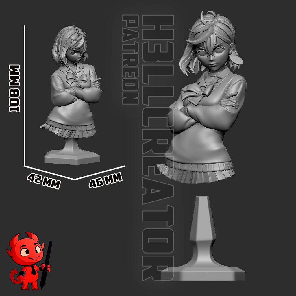 Anime Girl Diorama Statue / Momo Inspired Statue with Cat / Fan-Made Collectible Figure