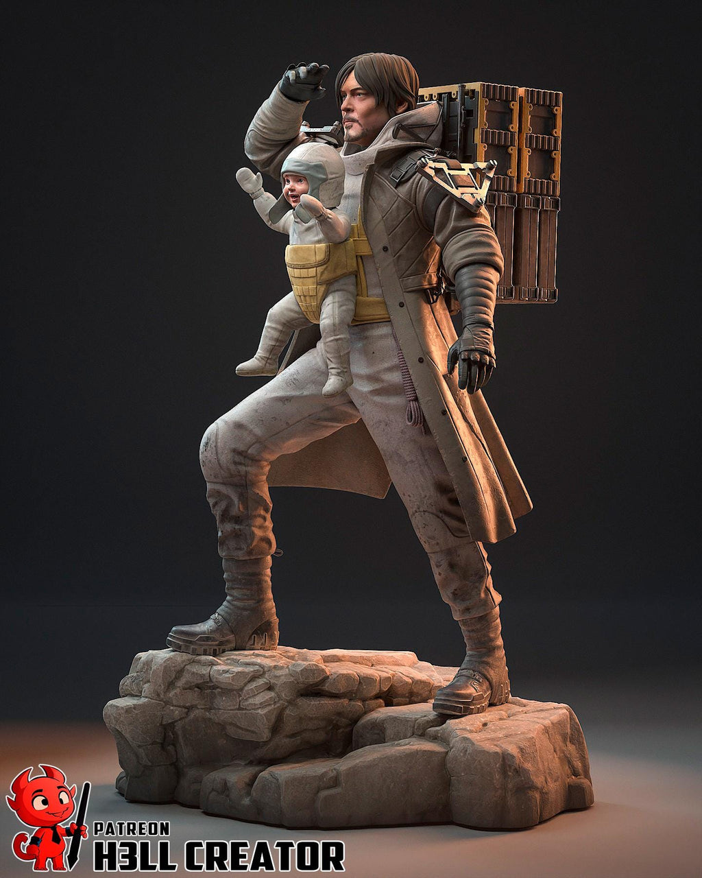 Samuel Porter Bridges Statue: Hand-Painted Resin Collectible with Baby Lou