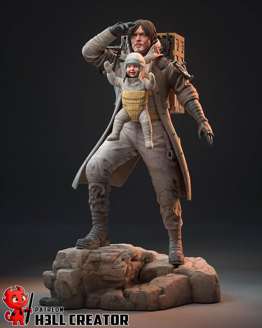 Samuel Porter Bridges Statue: Hand-Painted Resin Collectible with Baby Lou