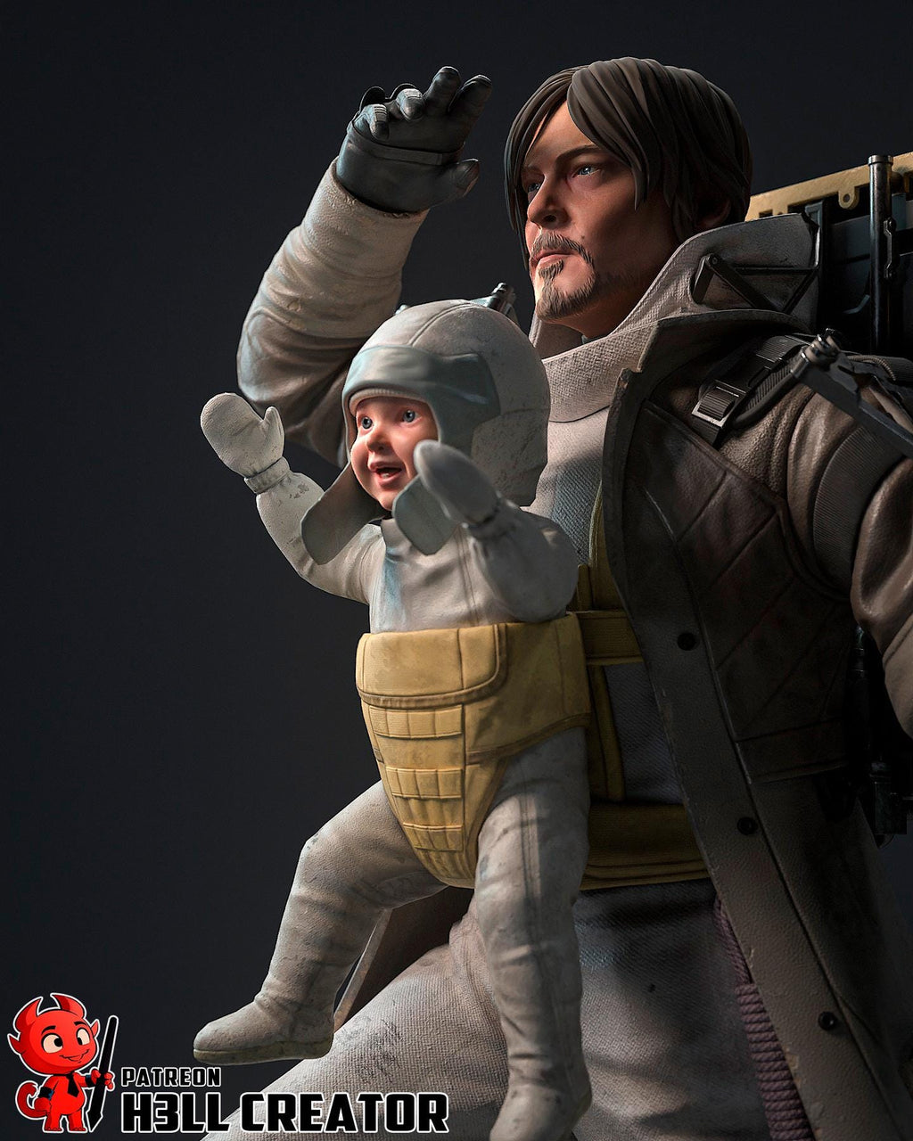 Samuel Porter Bridges Statue: Hand-Painted Resin Collectible with Baby Lou