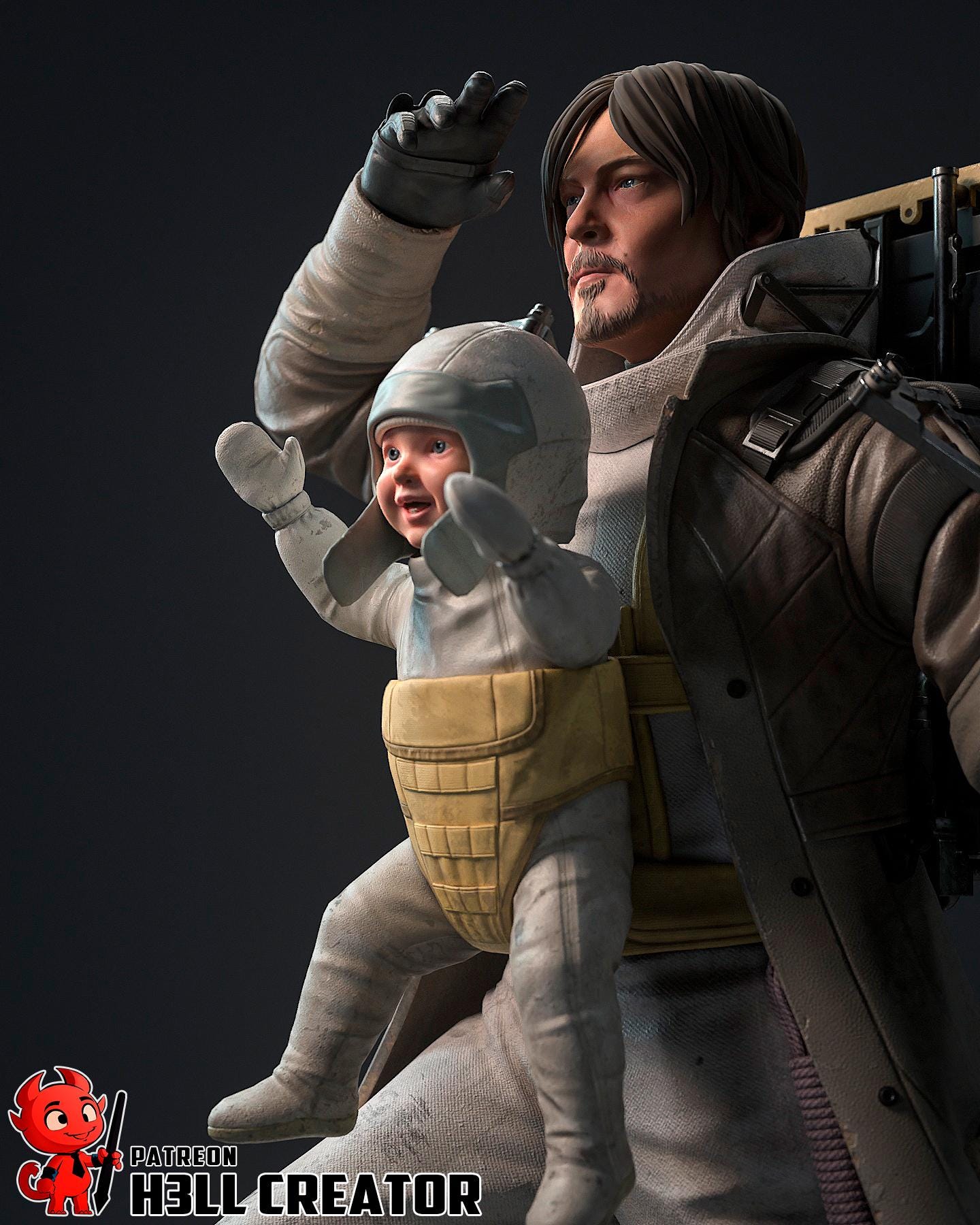 Samuel Porter Bridges Statue: Hand-Painted Resin Collectible with Baby Lou