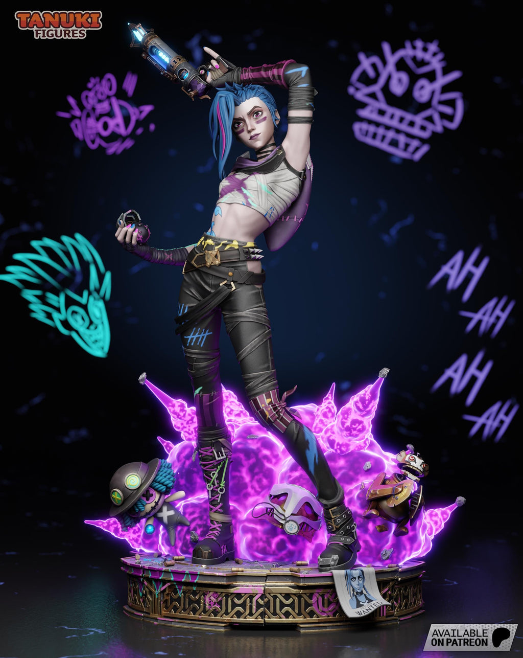 Hand-Painted Jinx Statue: LoL Fan Art, Limited Edition Resin Collectible