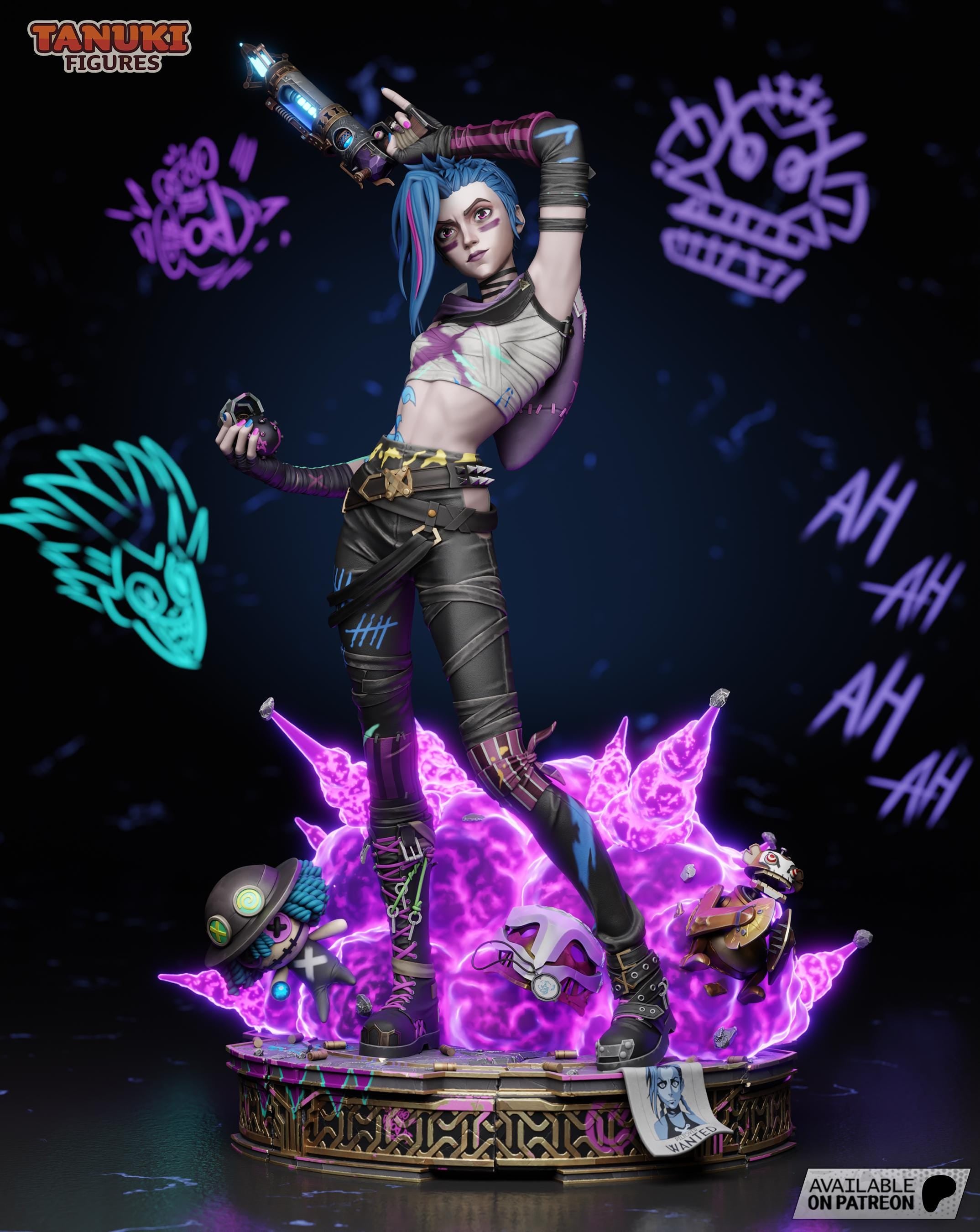 Hand-Painted Jinx Statue: LoL Fan Art, Limited Edition Resin Collectible