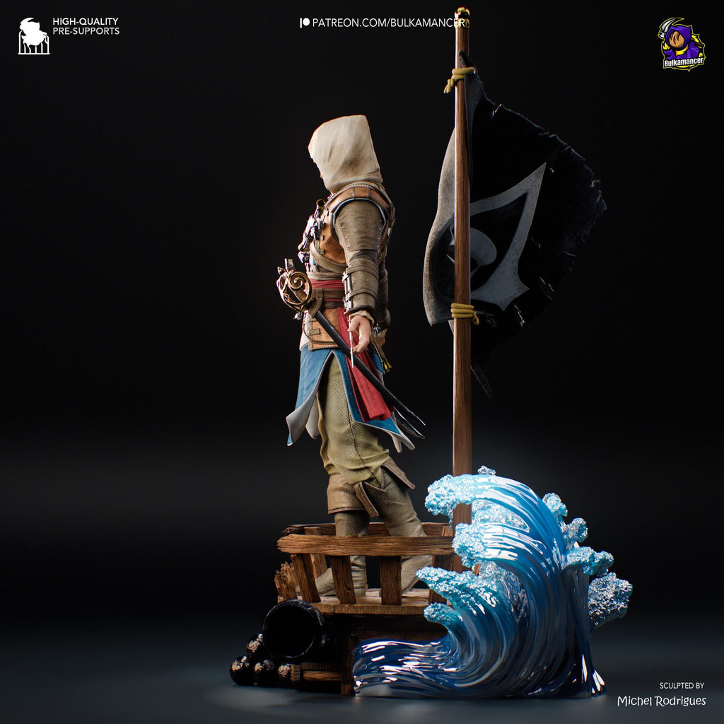Hand-Painted Edward Kenway Resin Statue: Limited Edition Pirate Collectible