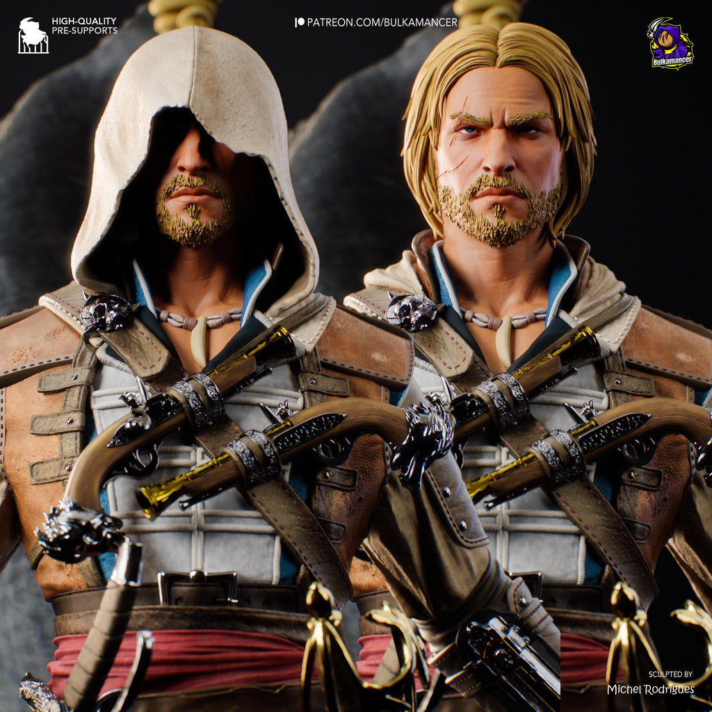Hand-Painted Edward Kenway Resin Statue: Limited Edition Pirate Collectible
