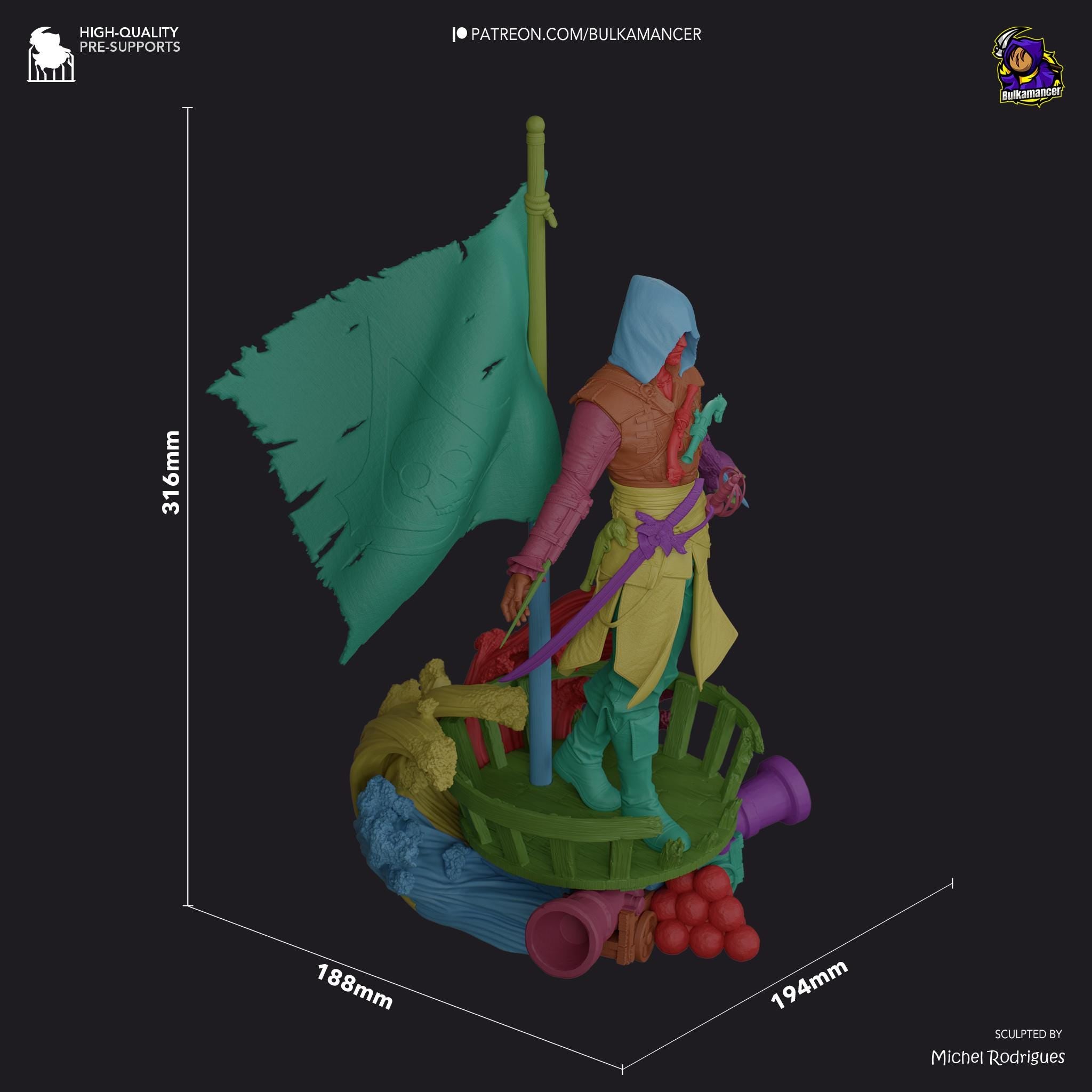 Hand-Painted Edward Kenway Resin Statue: Limited Edition Pirate Collectible