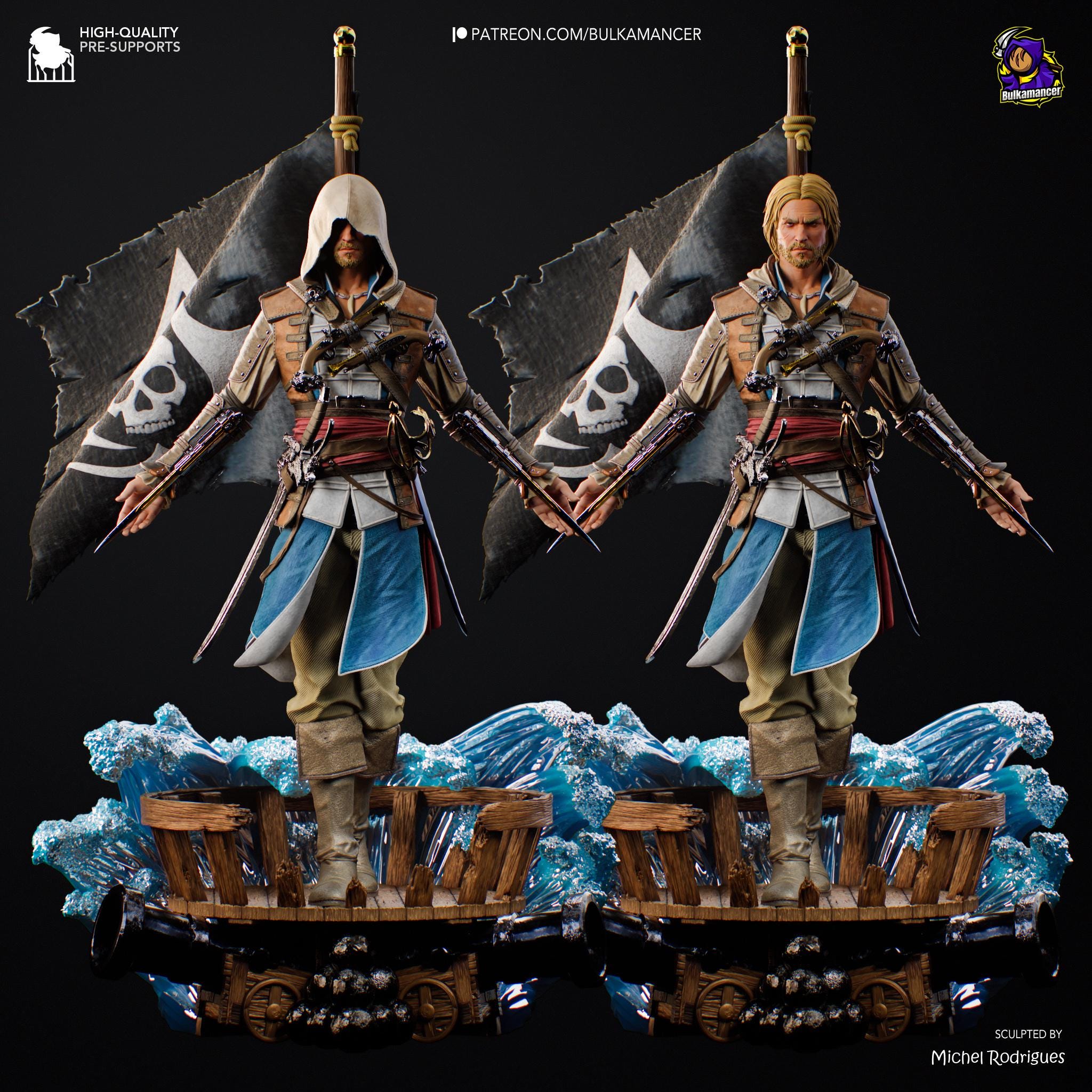 Hand-Painted Edward Kenway Resin Statue: Limited Edition Pirate Collectible