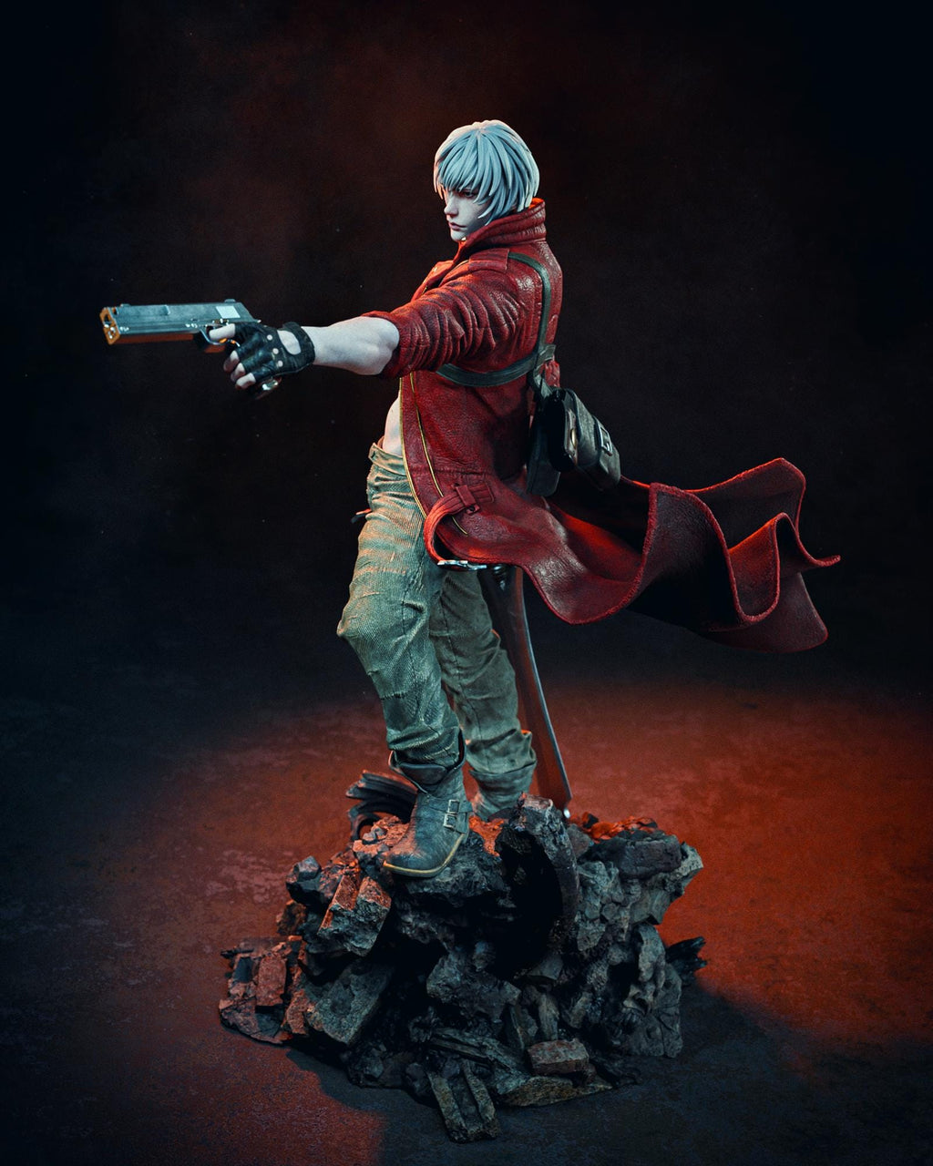 Hand-Painted Dante Resin Statue: Fan-Made Anime Warrior Collectible