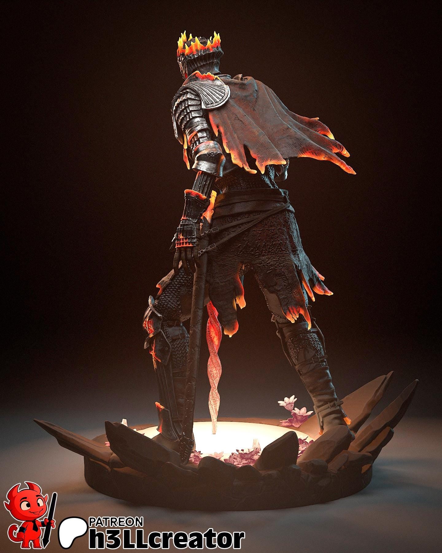 Soul of Cinder Statue: Hand-Painted Resin Knight - Dark Fantasy Collectible
