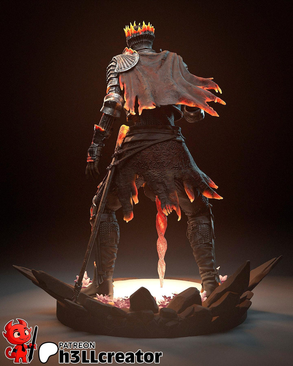 Soul of Cinder Statue: Hand-Painted Resin Knight - Dark Fantasy Collectible