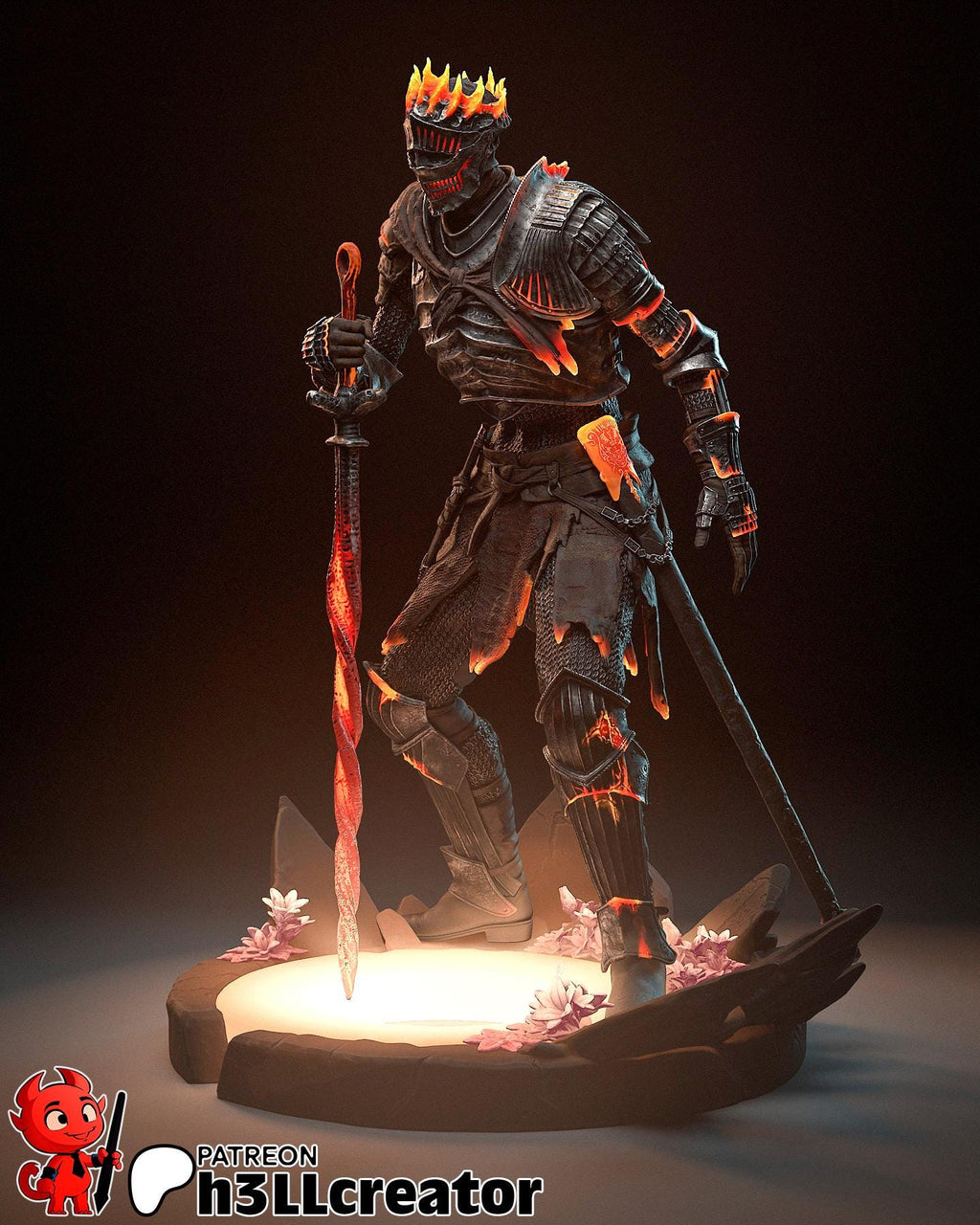 Soul of Cinder Statue: Hand-Painted Resin Knight - Dark Fantasy Collectible