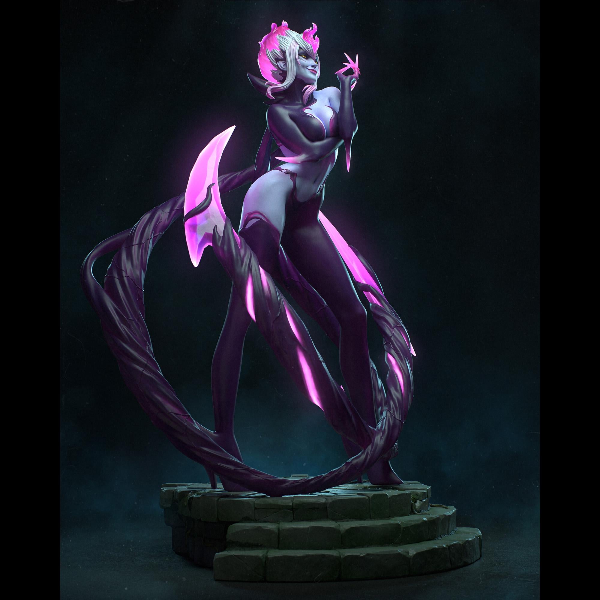 Hand-Painted Evelynn Statue: LoL Inspired Resin Collectible