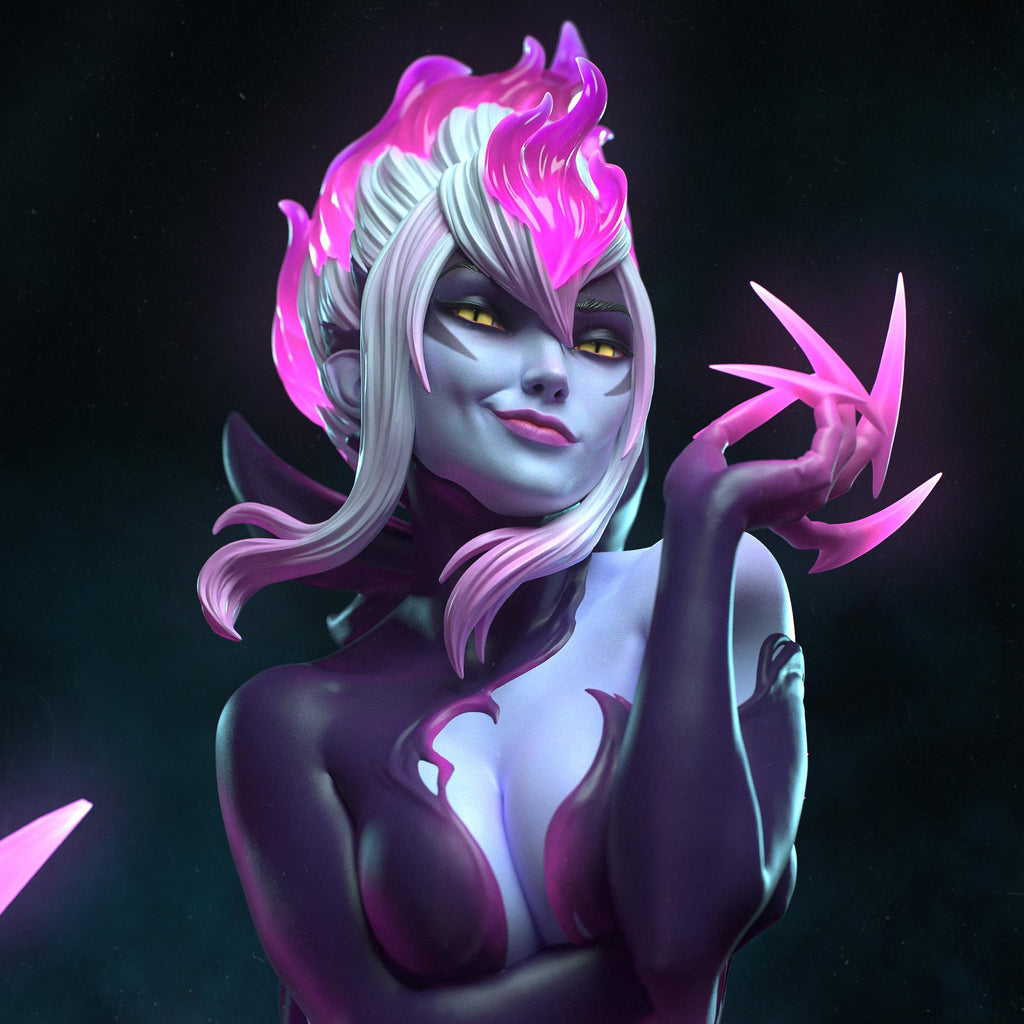 Hand-Painted Evelynn Statue: LoL Inspired Resin Collectible