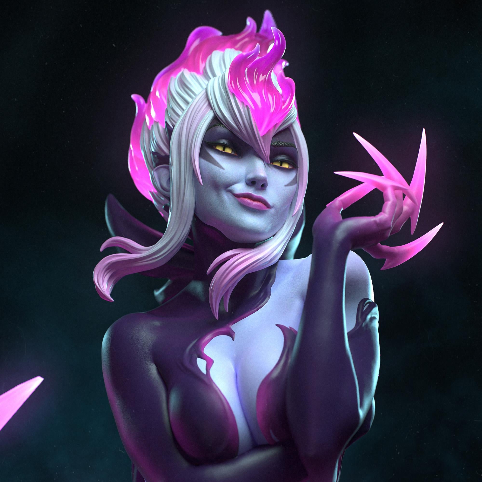Hand-Painted Evelynn Statue: LoL Inspired Resin Collectible