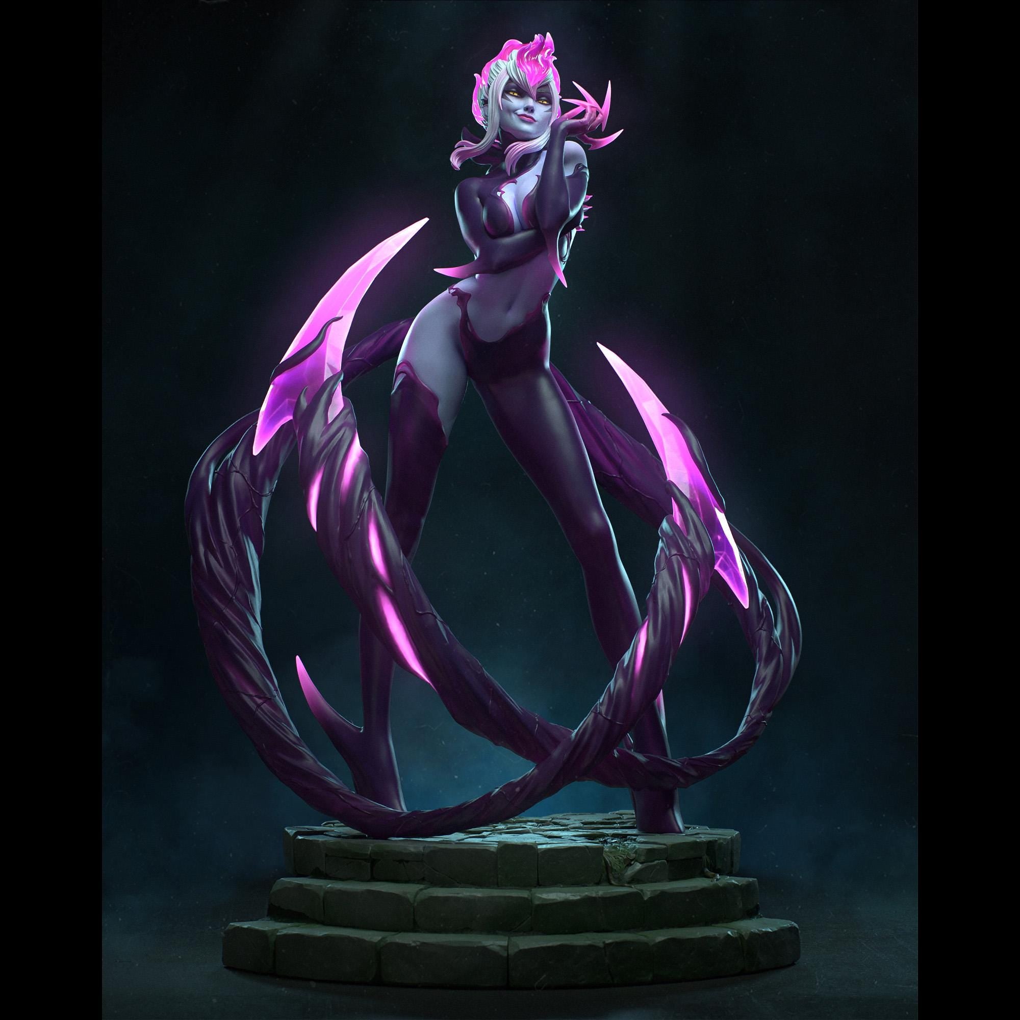 Hand-Painted Evelynn Statue: LoL Inspired Resin Collectible