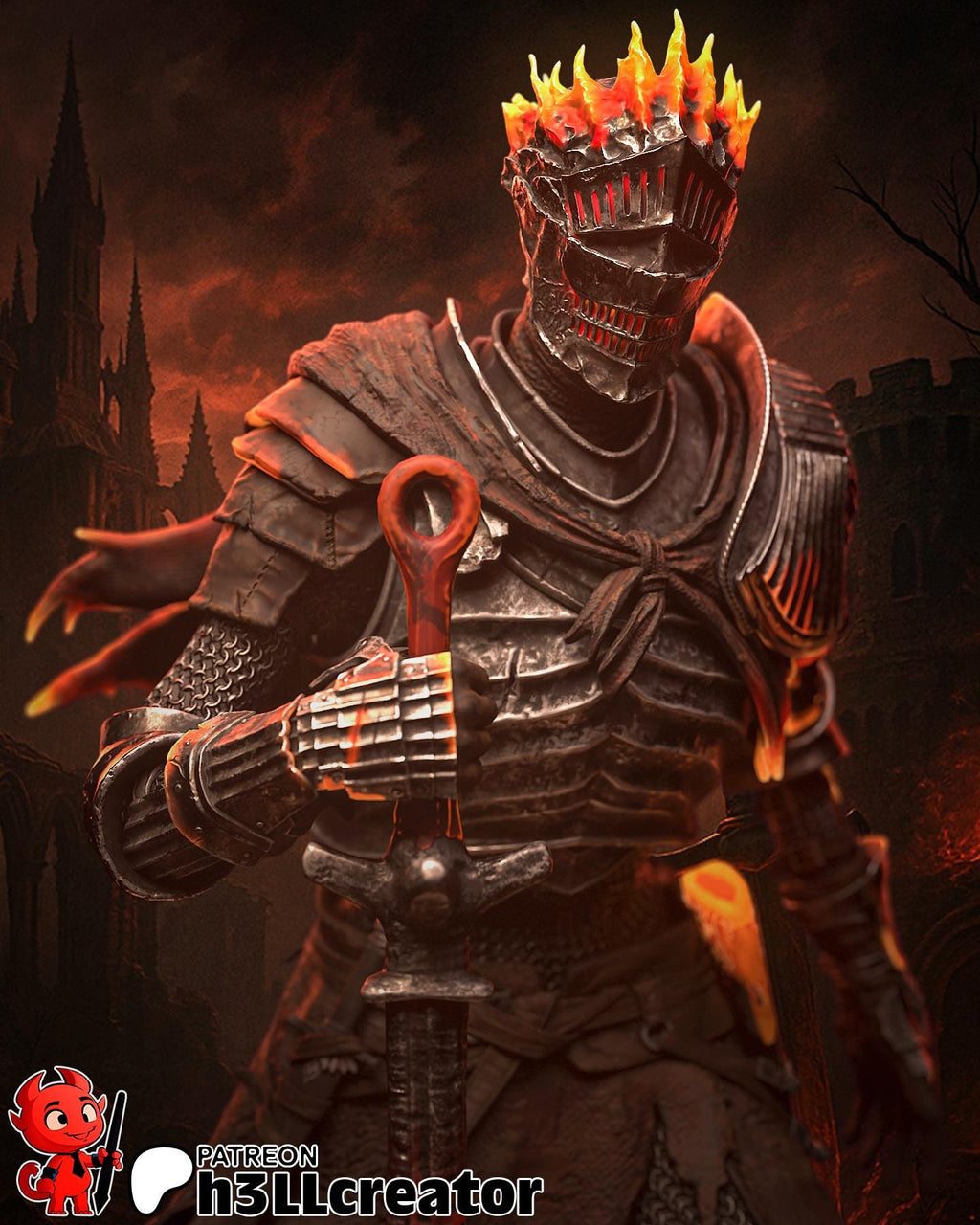 Soul of Cinder Statue: Hand-Painted Resin Knight - Dark Fantasy Collectible