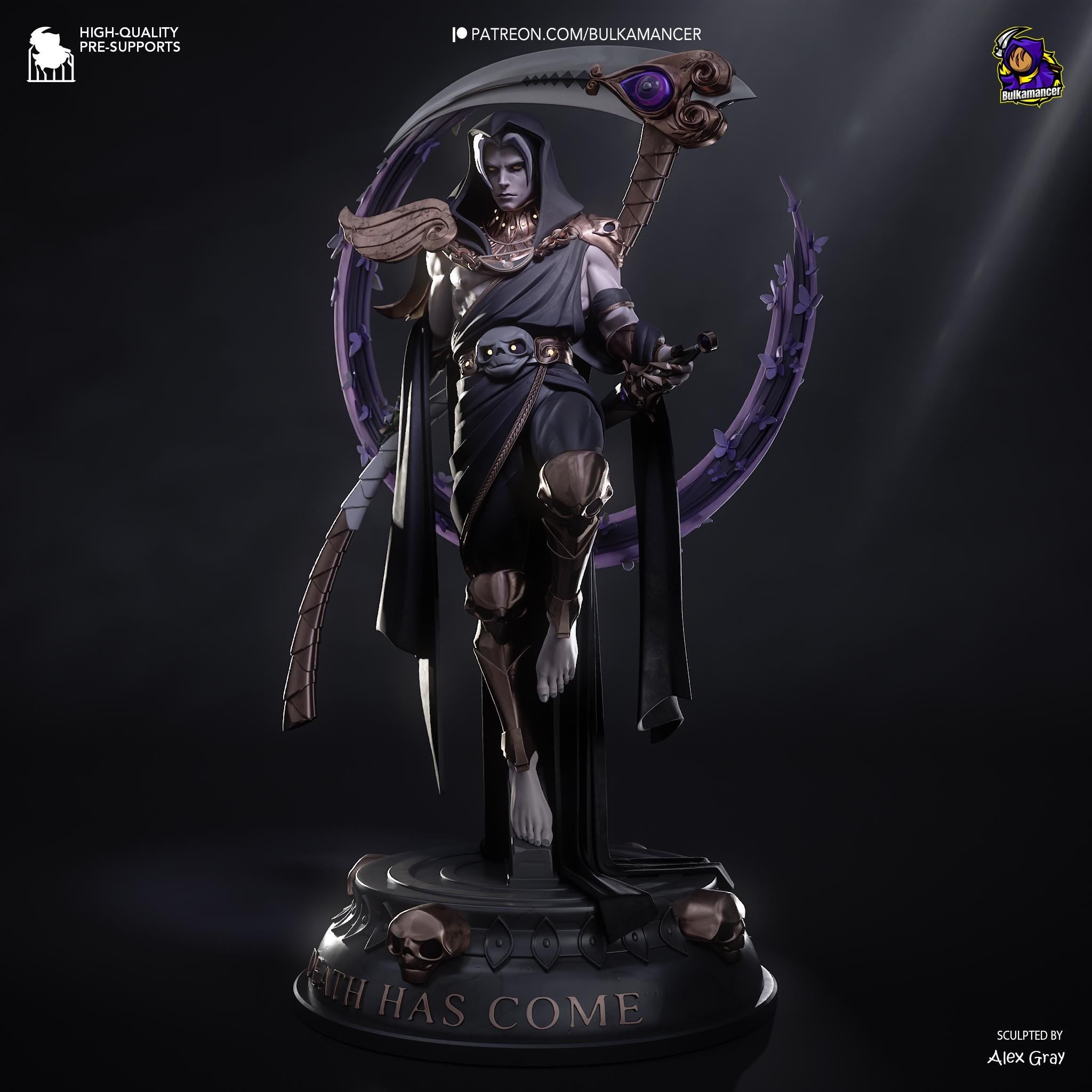 Hand-Painted Thanatos Statue: Grim Reaper Fantasy Art Figure