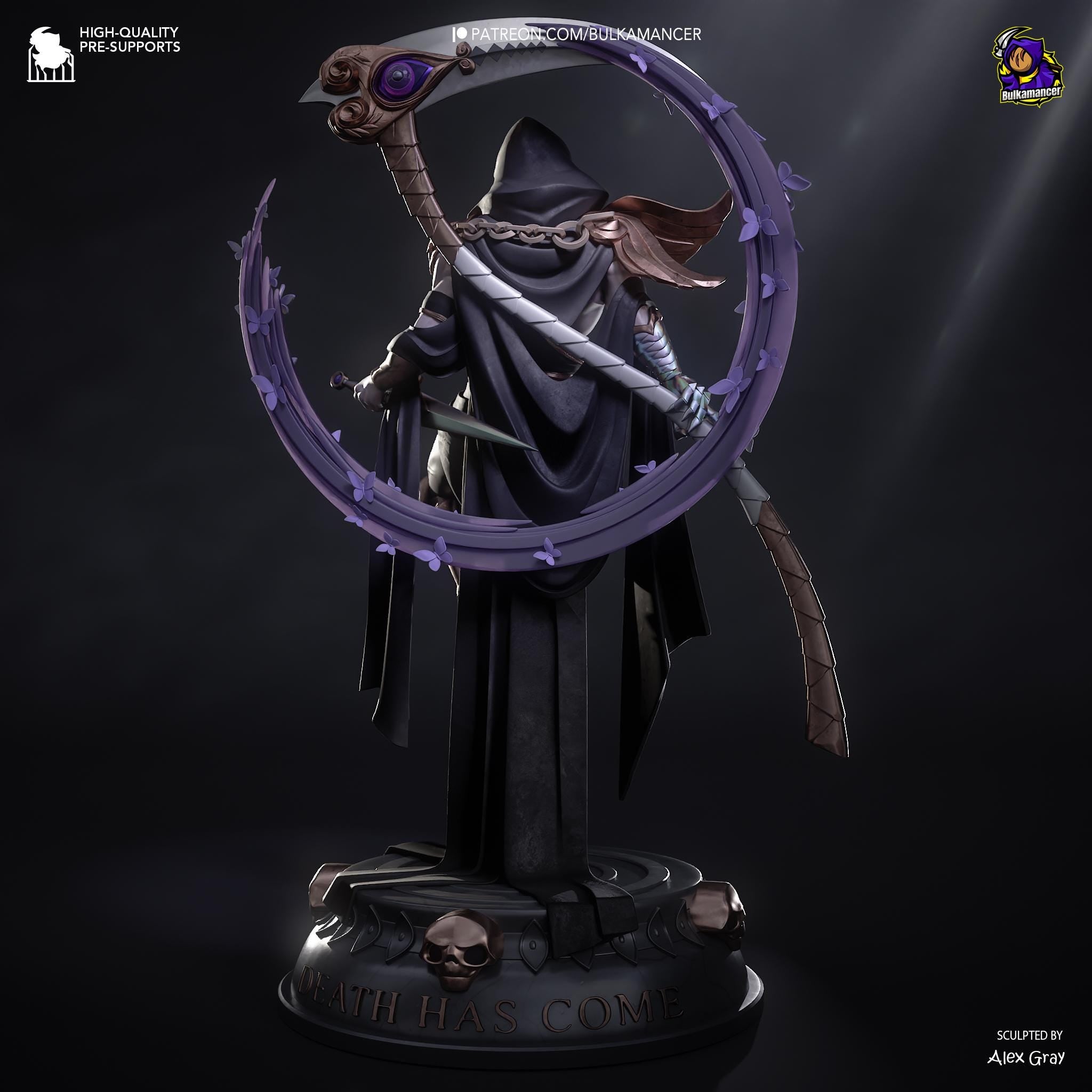 Hand-Painted Thanatos Statue: Grim Reaper Fantasy Art Figure