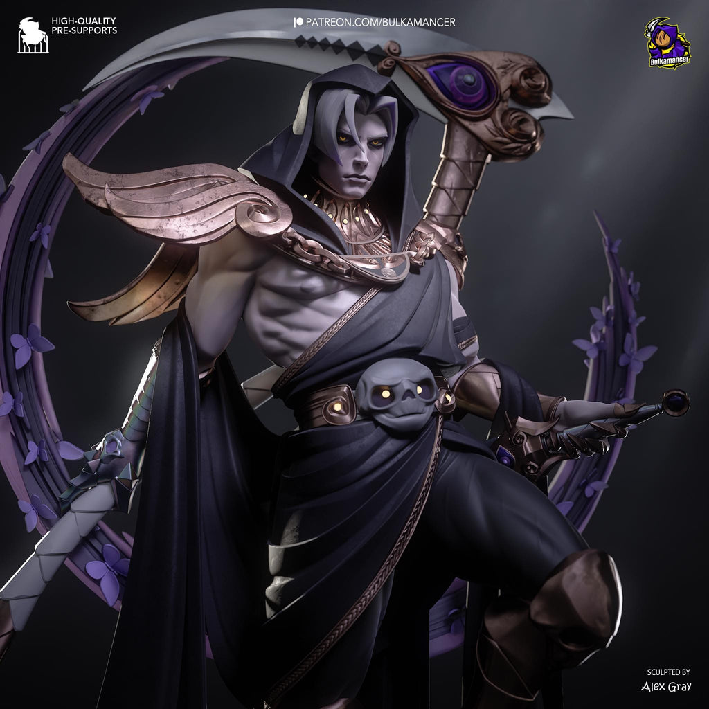 Hand-Painted Thanatos Statue: Grim Reaper Fantasy Art Figure