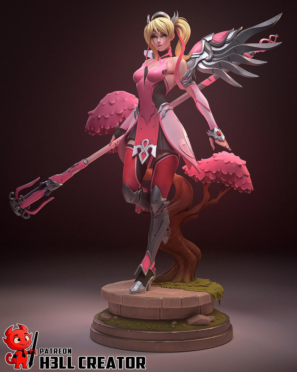 Overwatch Mercy Statue: Hand-Painted Anime-Style Resin Figure