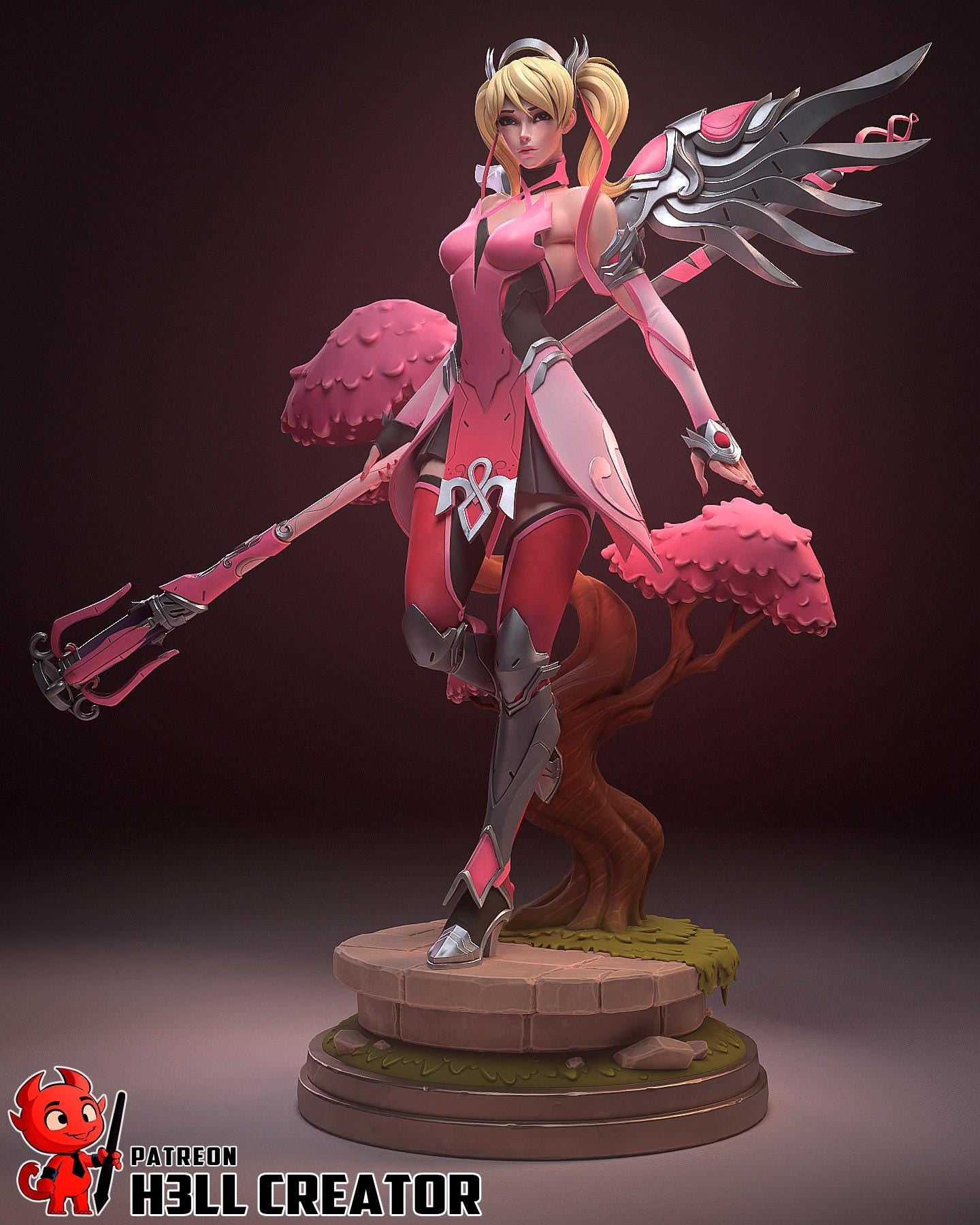 Overwatch Mercy Statue: Hand-Painted Anime-Style Resin Figure
