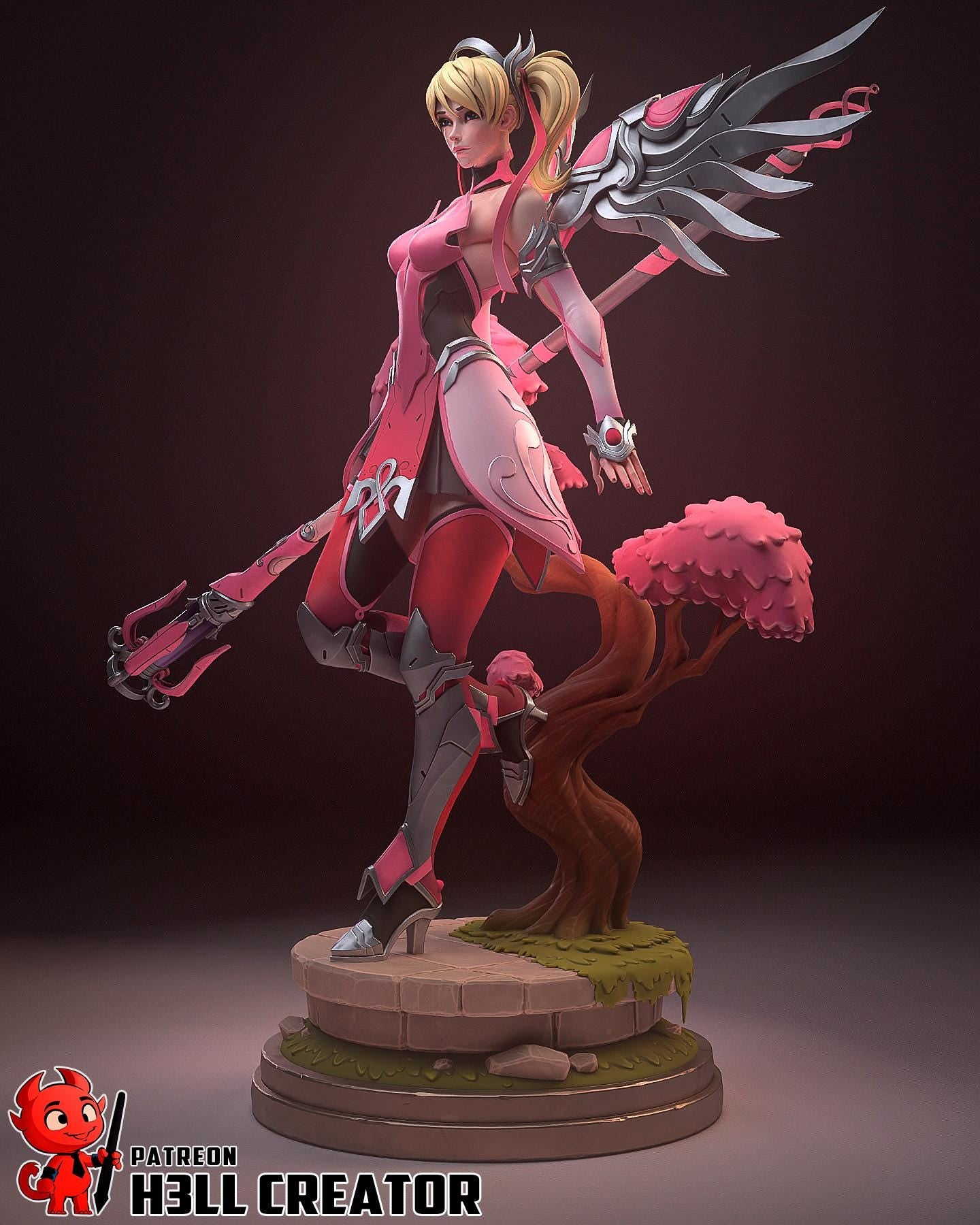 Overwatch Mercy Statue: Hand-Painted Anime-Style Resin Figure