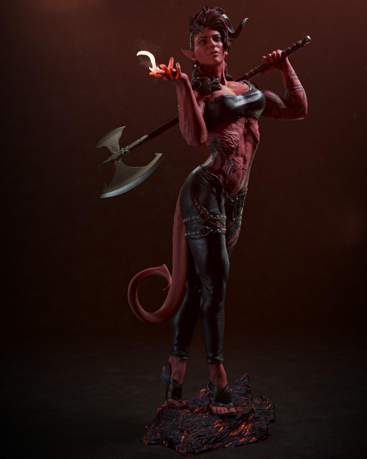 Hand-Painted 3D Printed Karlach Figurine - Baldur's Gate 3 Fan Art