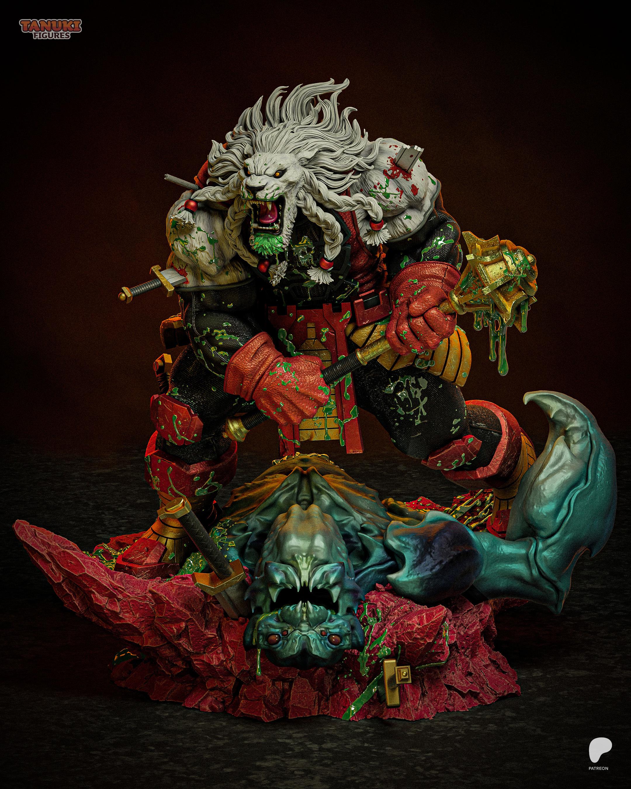 Battle Beast Statue / 3D Resin Figure  / Hand Painted Fan Made Collectible for Comic Fans