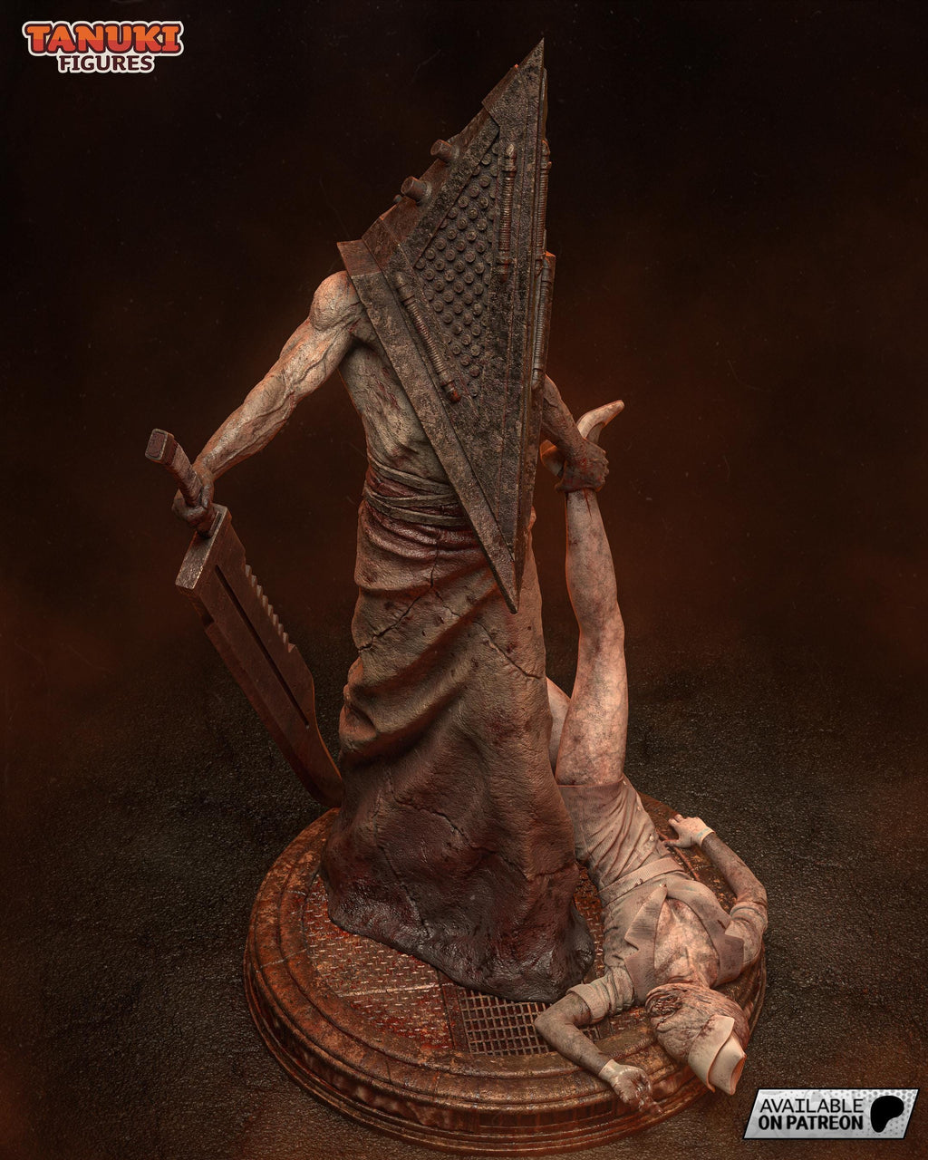 Pyramid Head Diorama / Silent Hill Inspired Resin Statue / Hand Painted Horror Collectible