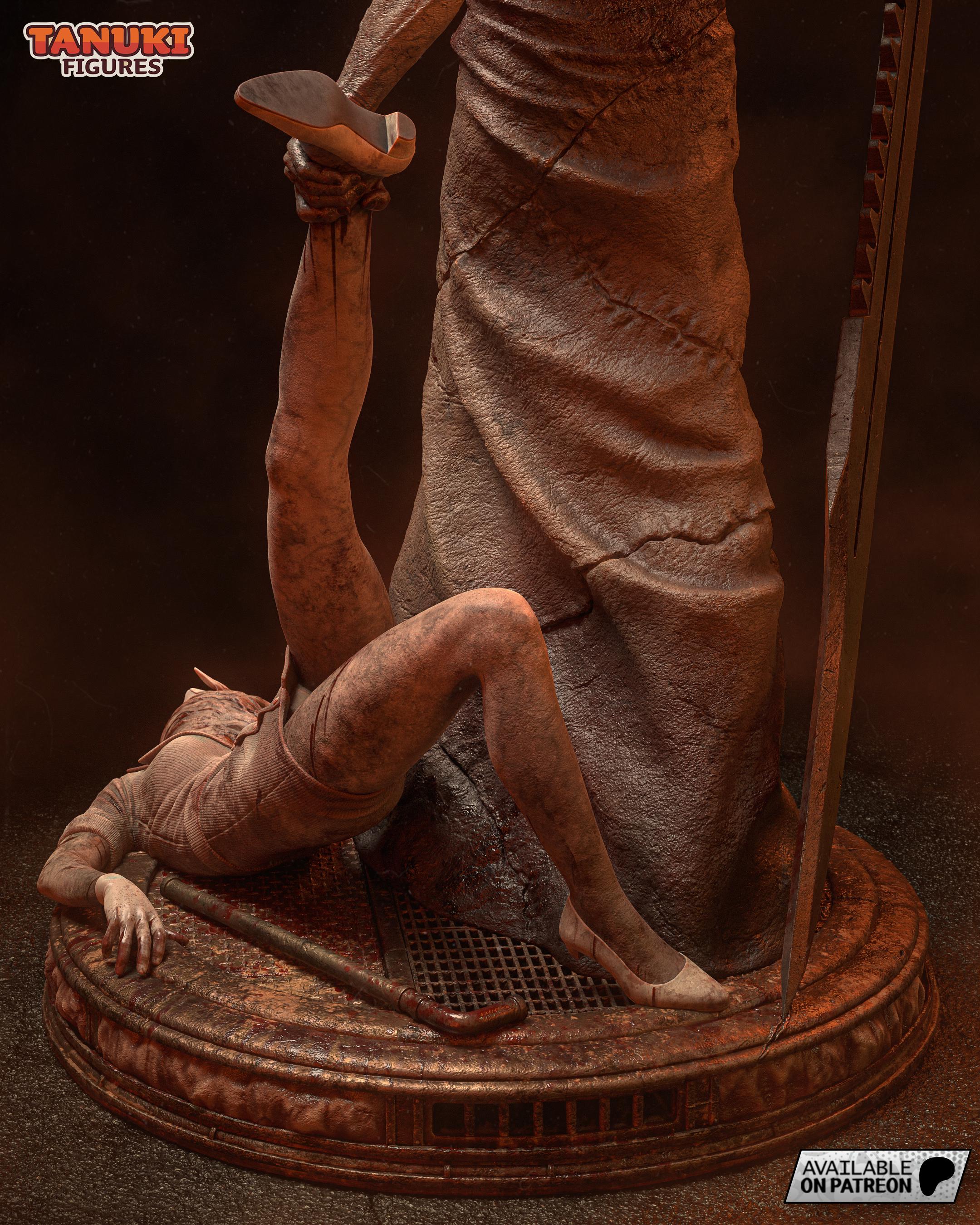 Pyramid Head Diorama / Silent Hill Inspired Resin Statue / Hand Painted Horror Collectible