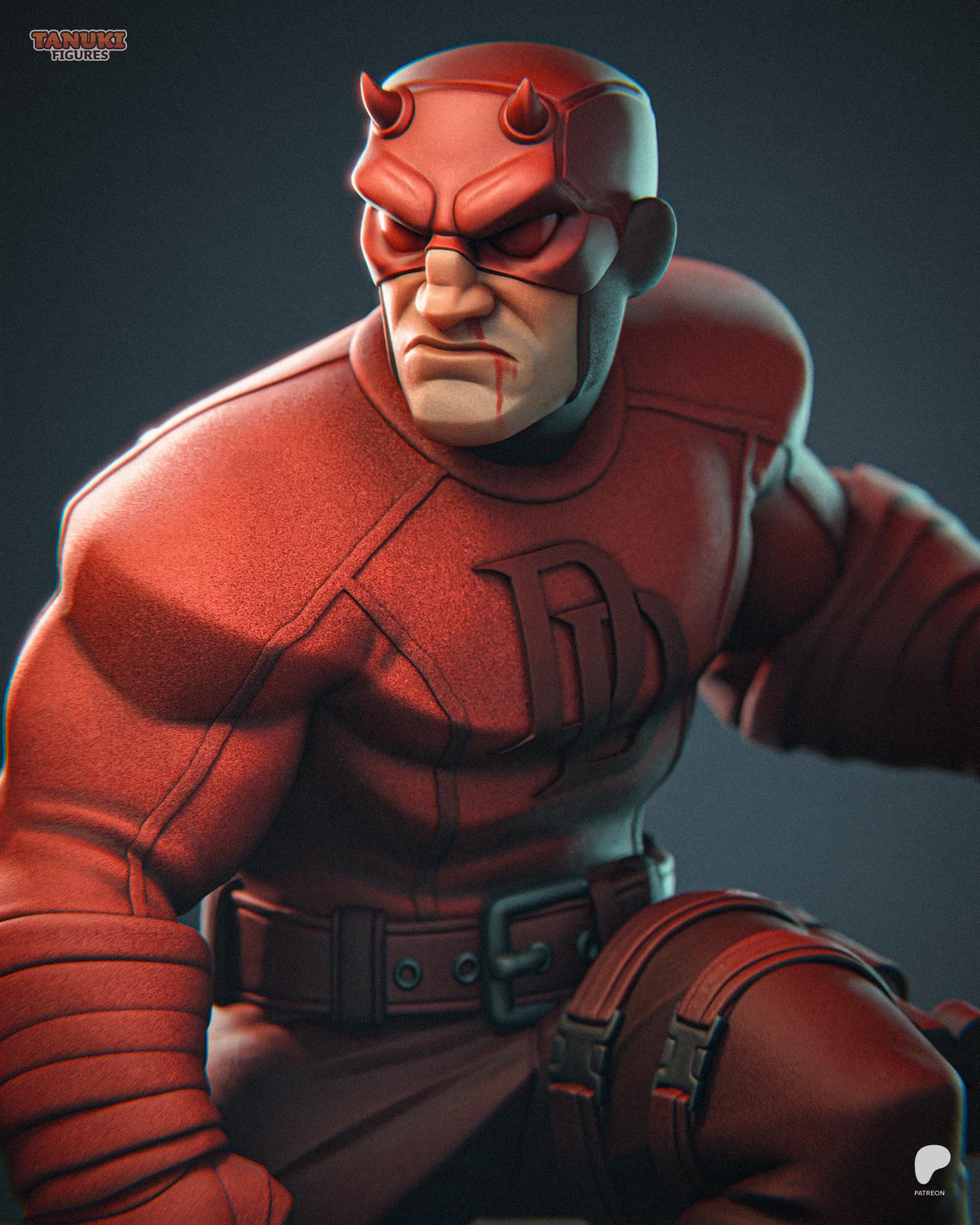 Daredevil Inspired Statue / Red Vigilante Resin Figure / Hand Painted Fan Made Collectible