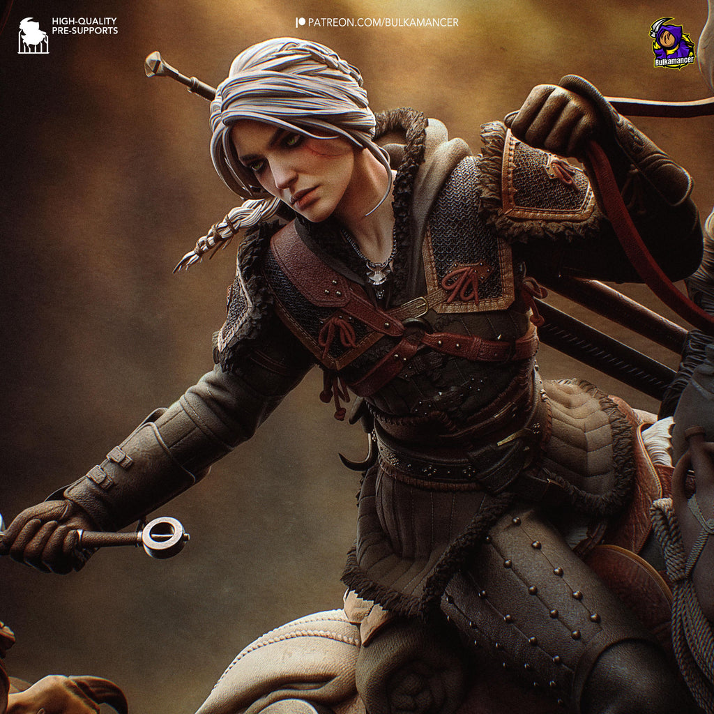 Ciri vs Manticore Diorama: Hand-Painted Resin Witcher Statue