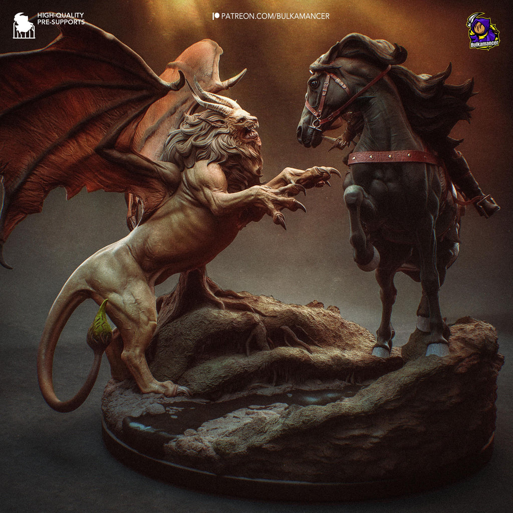 Ciri vs Manticore Diorama: Hand-Painted Resin Witcher Statue