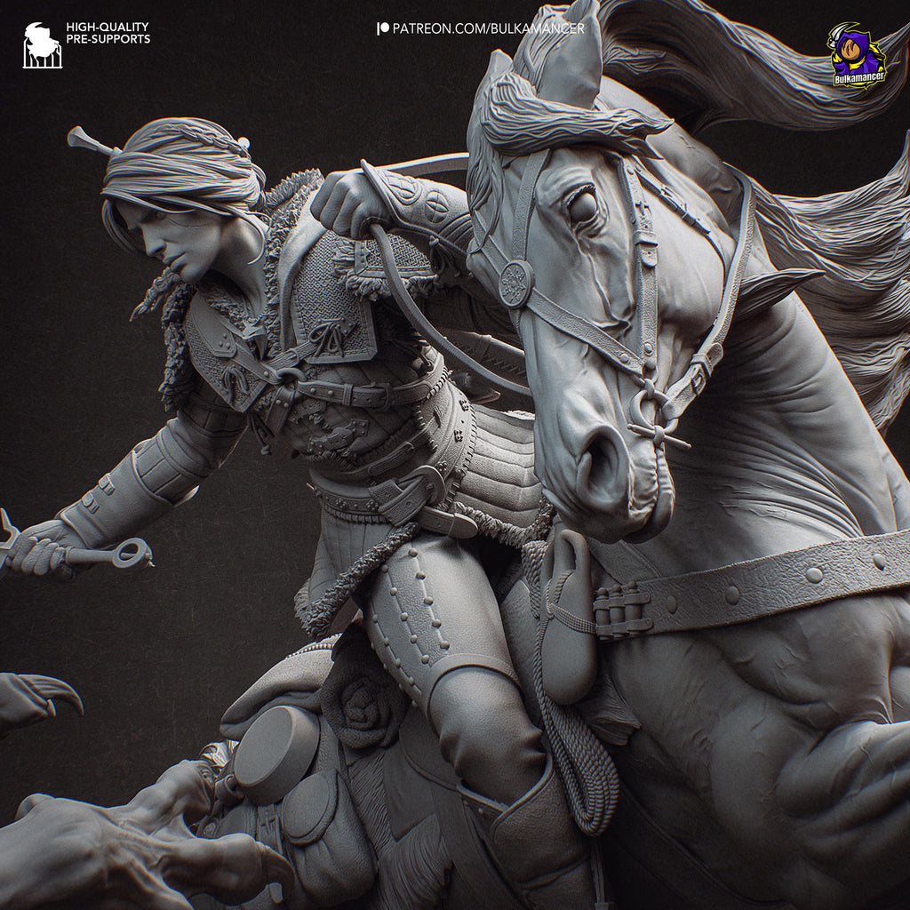 Ciri vs Manticore Diorama: Hand-Painted Resin Witcher Statue