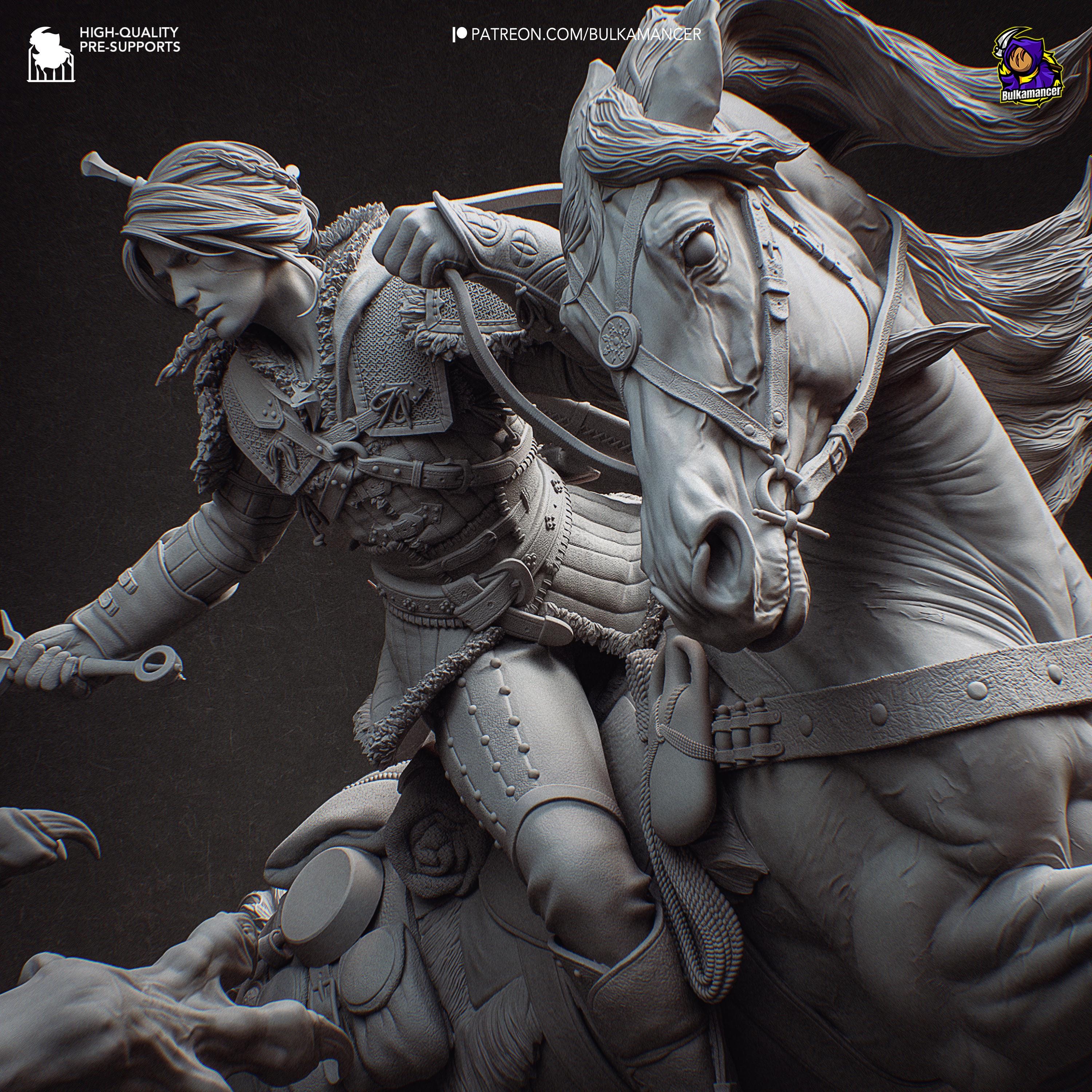 Ciri vs Manticore Diorama: Hand-Painted Resin Witcher Statue