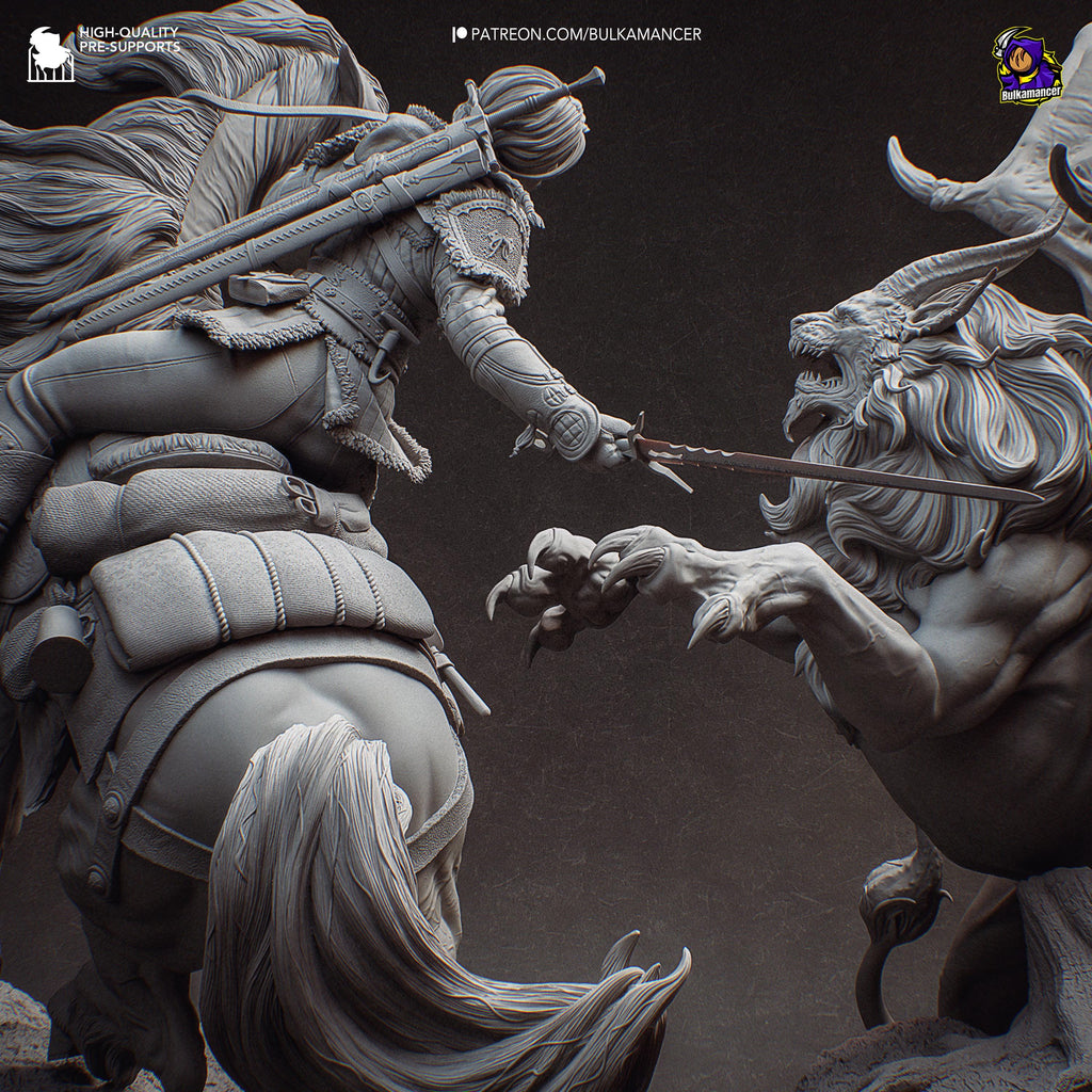 Ciri vs Manticore Diorama: Hand-Painted Resin Witcher Statue