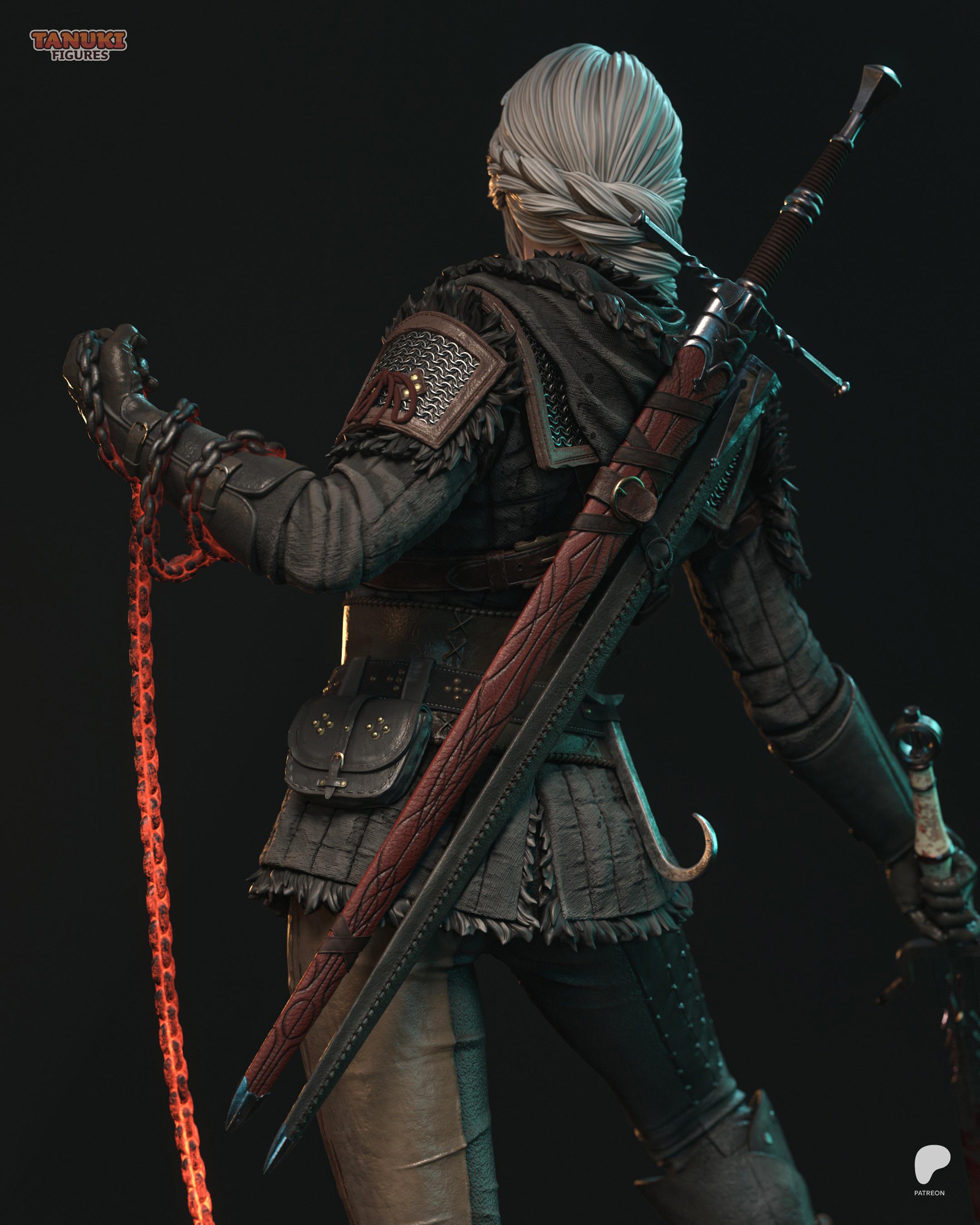 Ciri Inspired Statue / Witcher Universe Resin Figure / Hand Painted Fan Made Collectible Gift