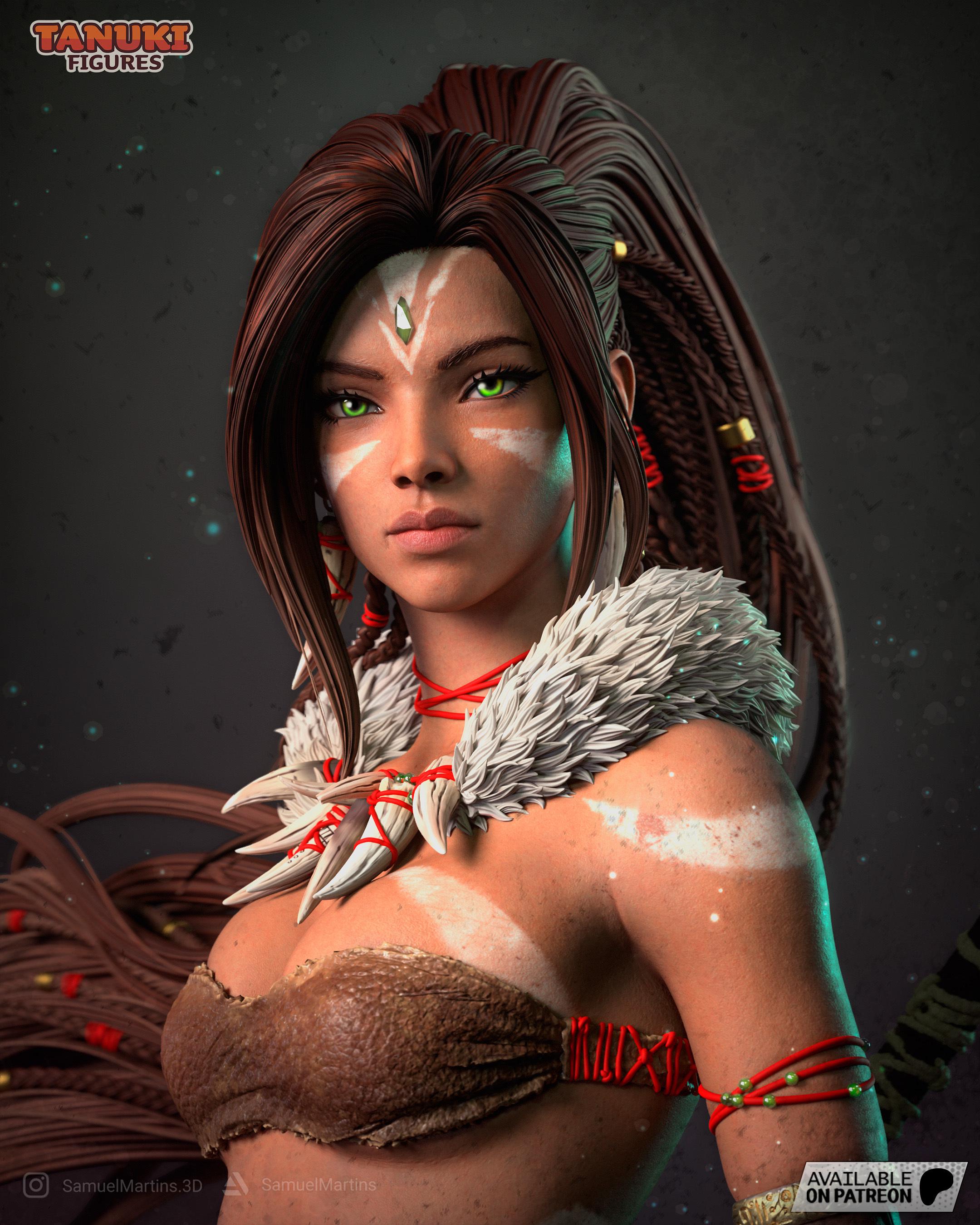 Nidalee LoL Inspired Statue / Jungle Huntress Resin Figure / Hand Painted Collectible