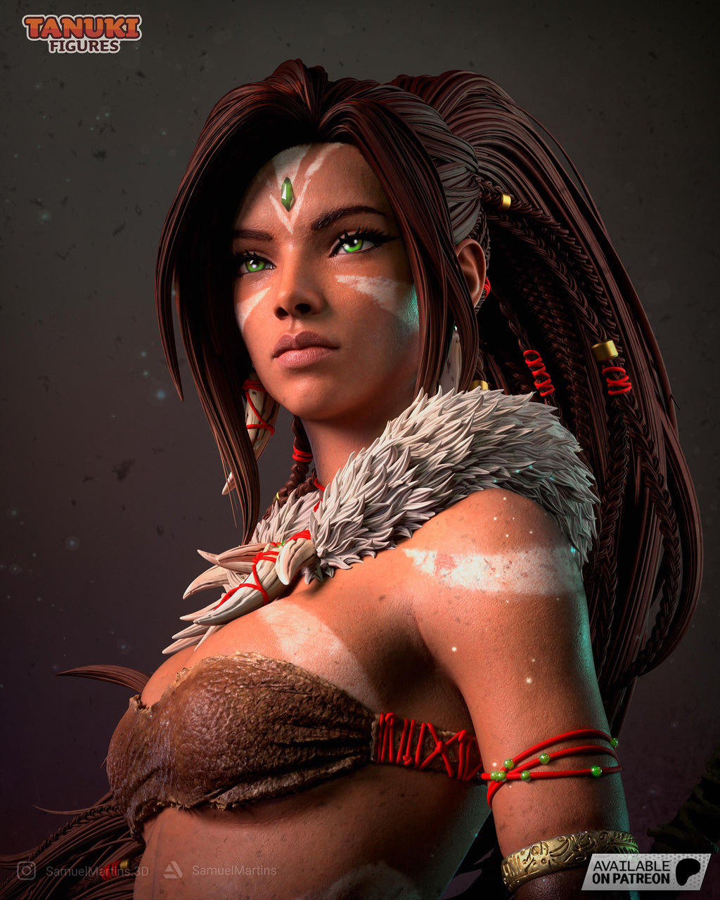 Nidalee LoL Inspired Statue / Jungle Huntress Resin Figure / Hand Painted Collectible
