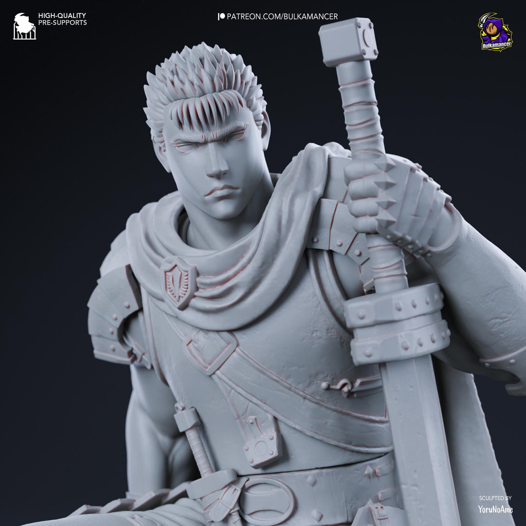 Guts Berserk Figure  Hand-Painted 16K Resin Statue | Black Swordsman Collectible | Multiple Scales