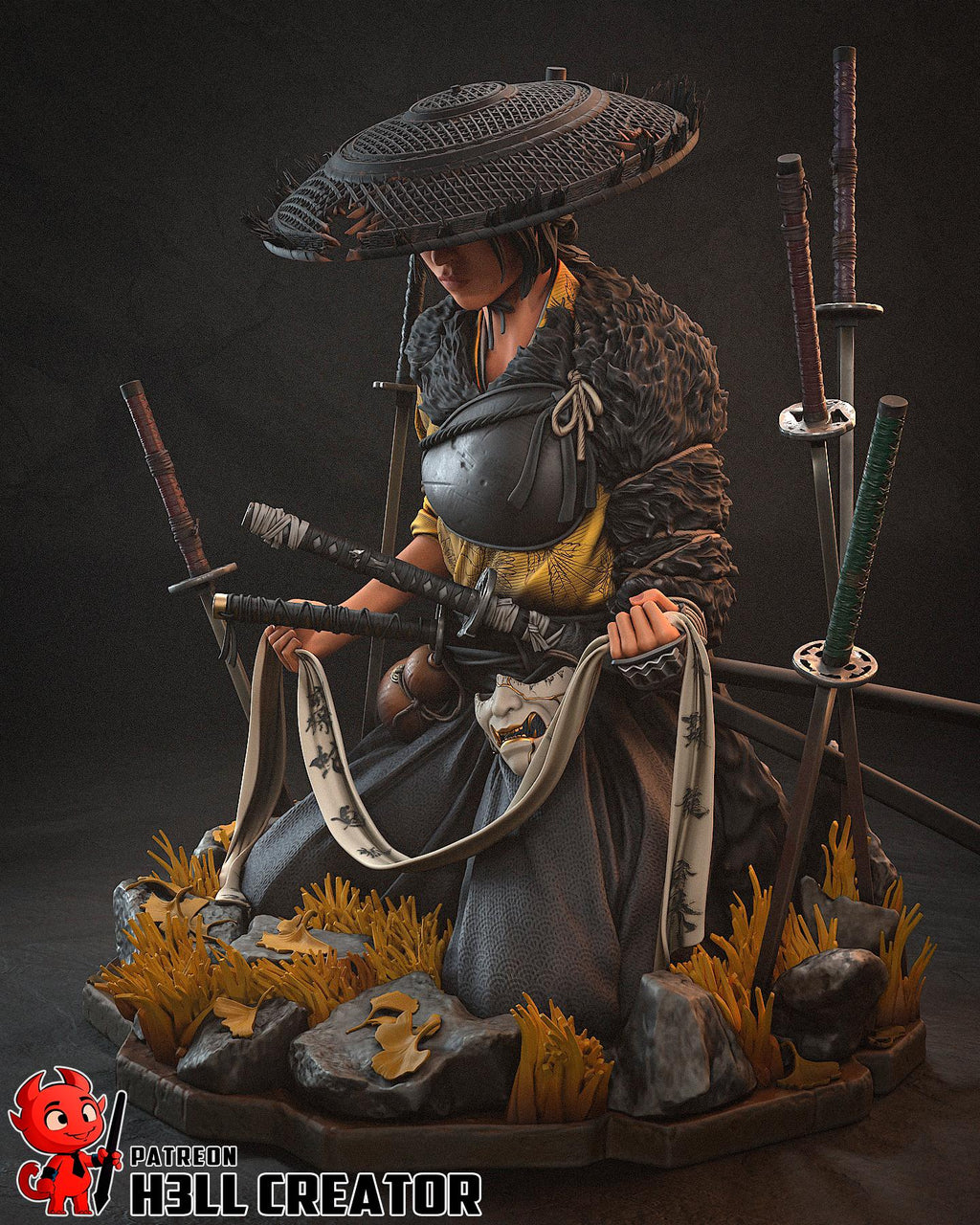 Hand-Painted Atsu Inspired - Resin Samurai Statue - Limited Edition Japanese Warrior Collectible