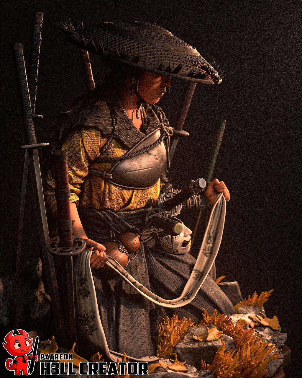 Hand-Painted Atsu Inspired - Resin Samurai Statue - Limited Edition Japanese Warrior Collectible