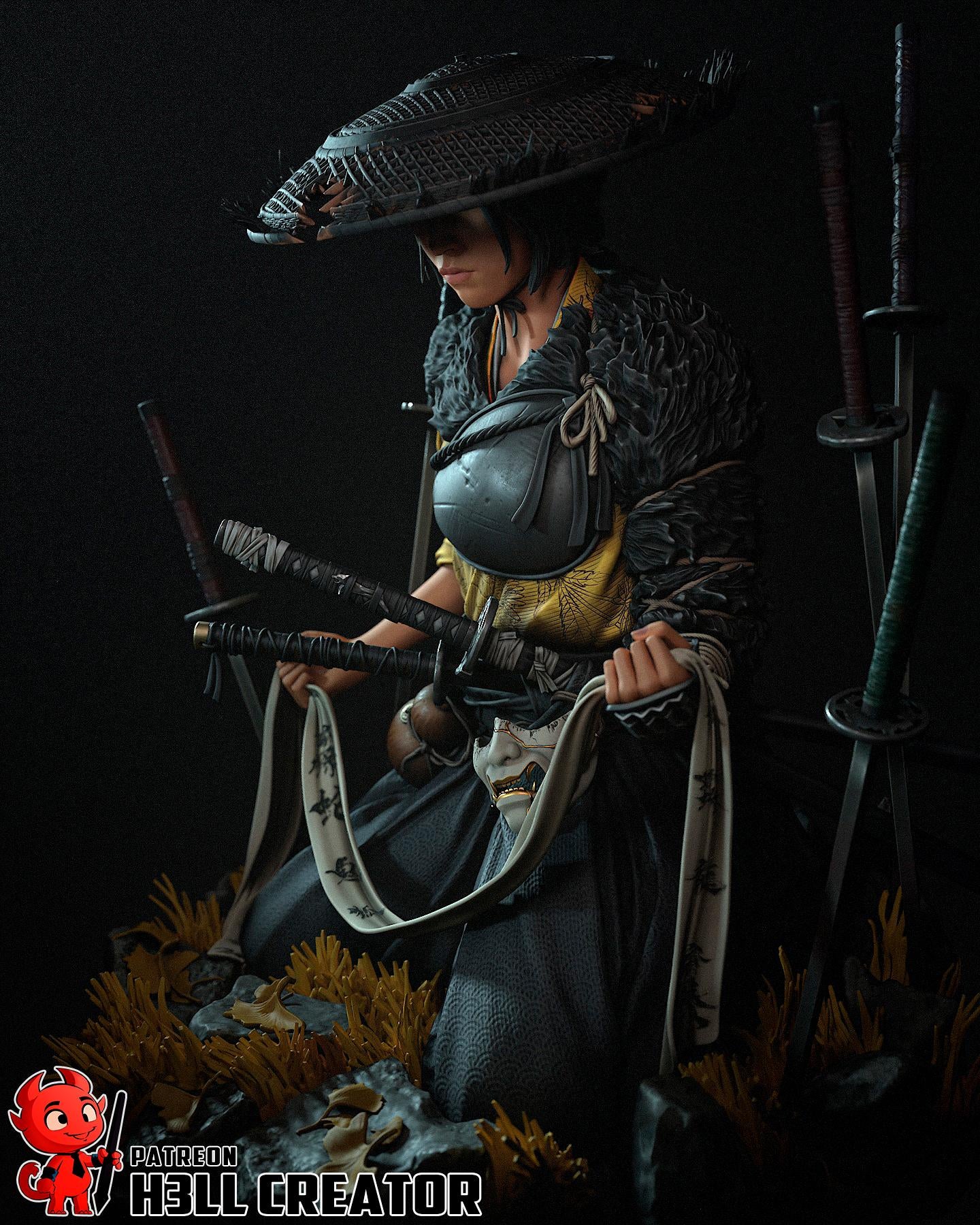 Hand-Painted Atsu Inspired - Resin Samurai Statue - Limited Edition Japanese Warrior Collectible