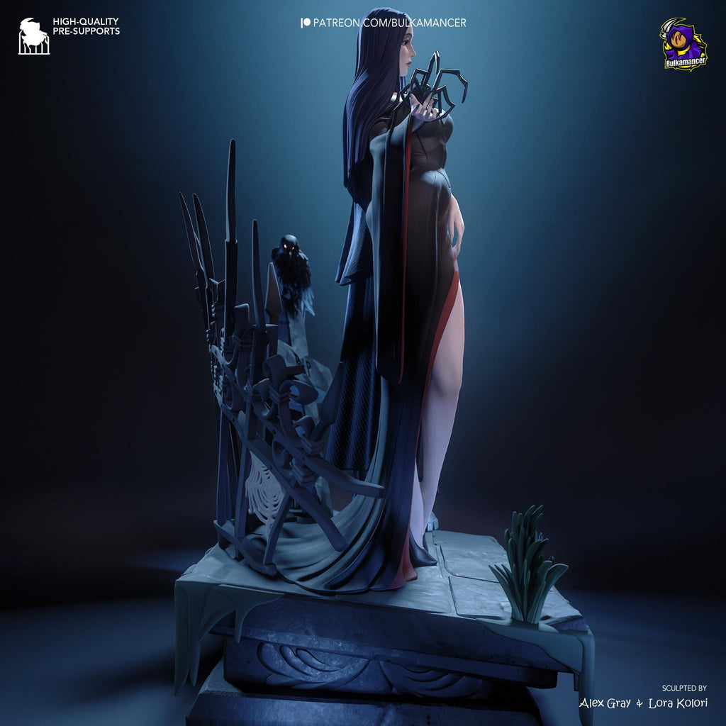 Morticia & Wednesday Diorama: Hand-Painted Gothic Resin Collectible