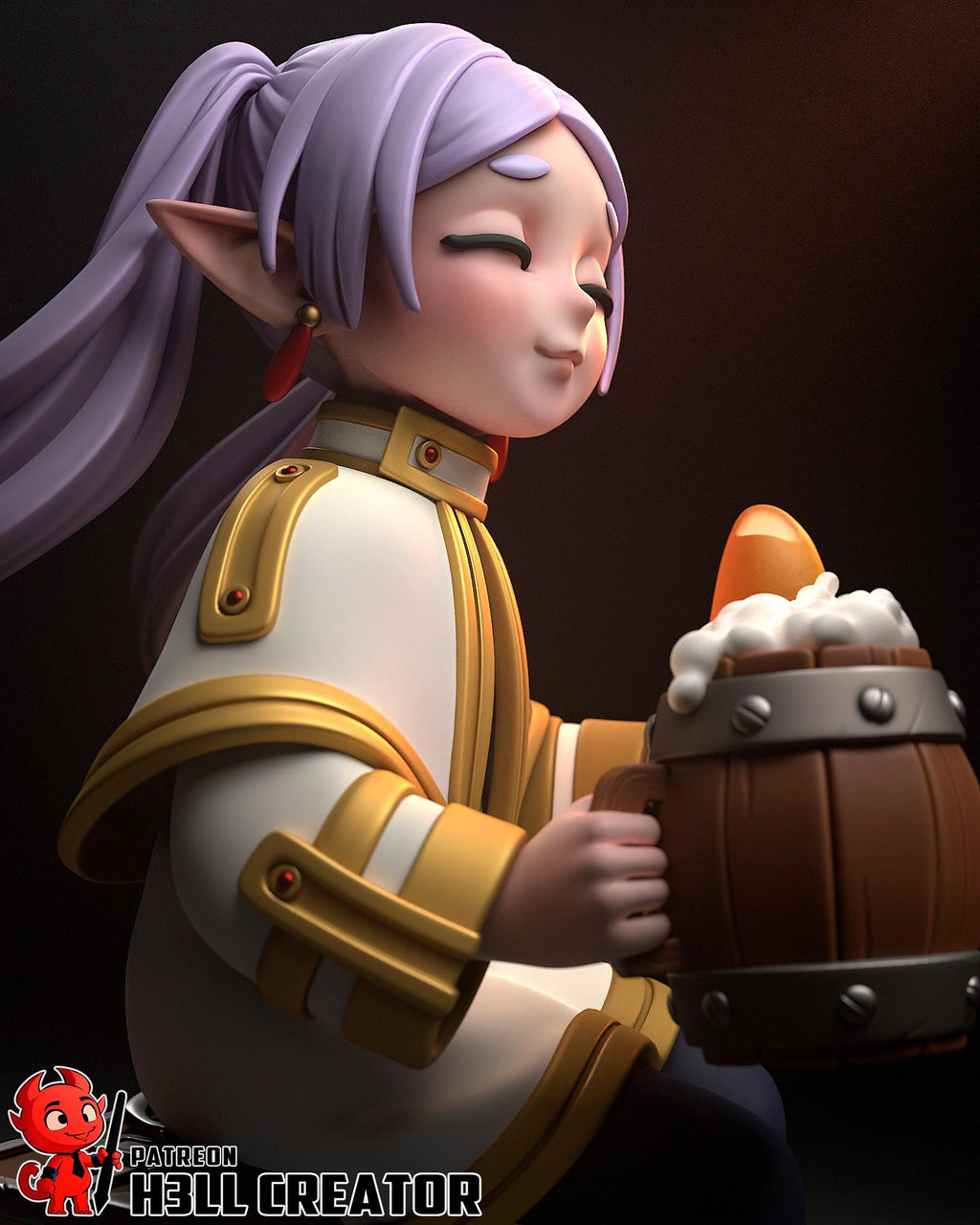 Frieren Inspired Chibi Elf Statue: Hand Painted Resin Collectible