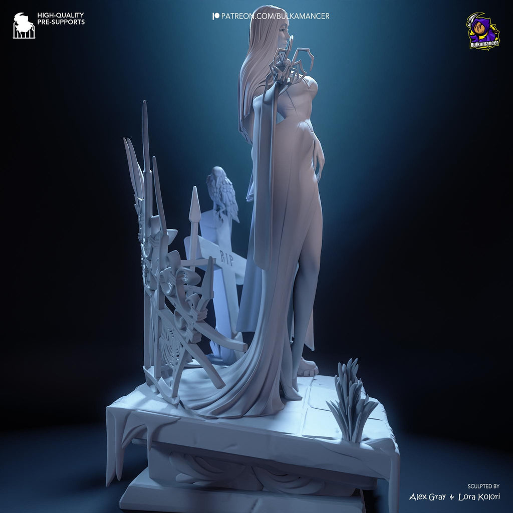 Morticia & Wednesday Diorama: Hand-Painted Gothic Resin Collectible