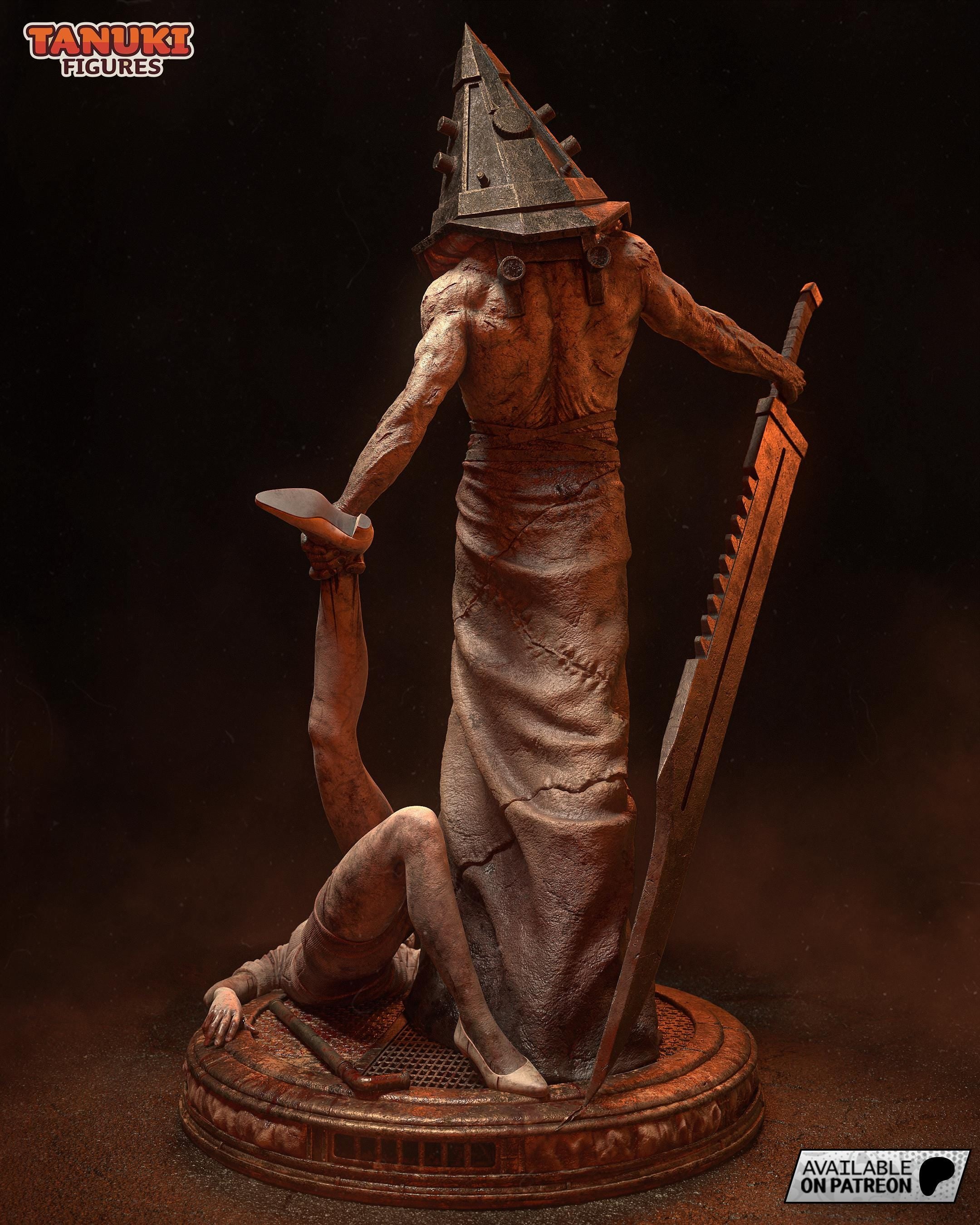 Pyramid Head Diorama / Silent Hill Inspired Resin Statue / Hand Painted Horror Collectible