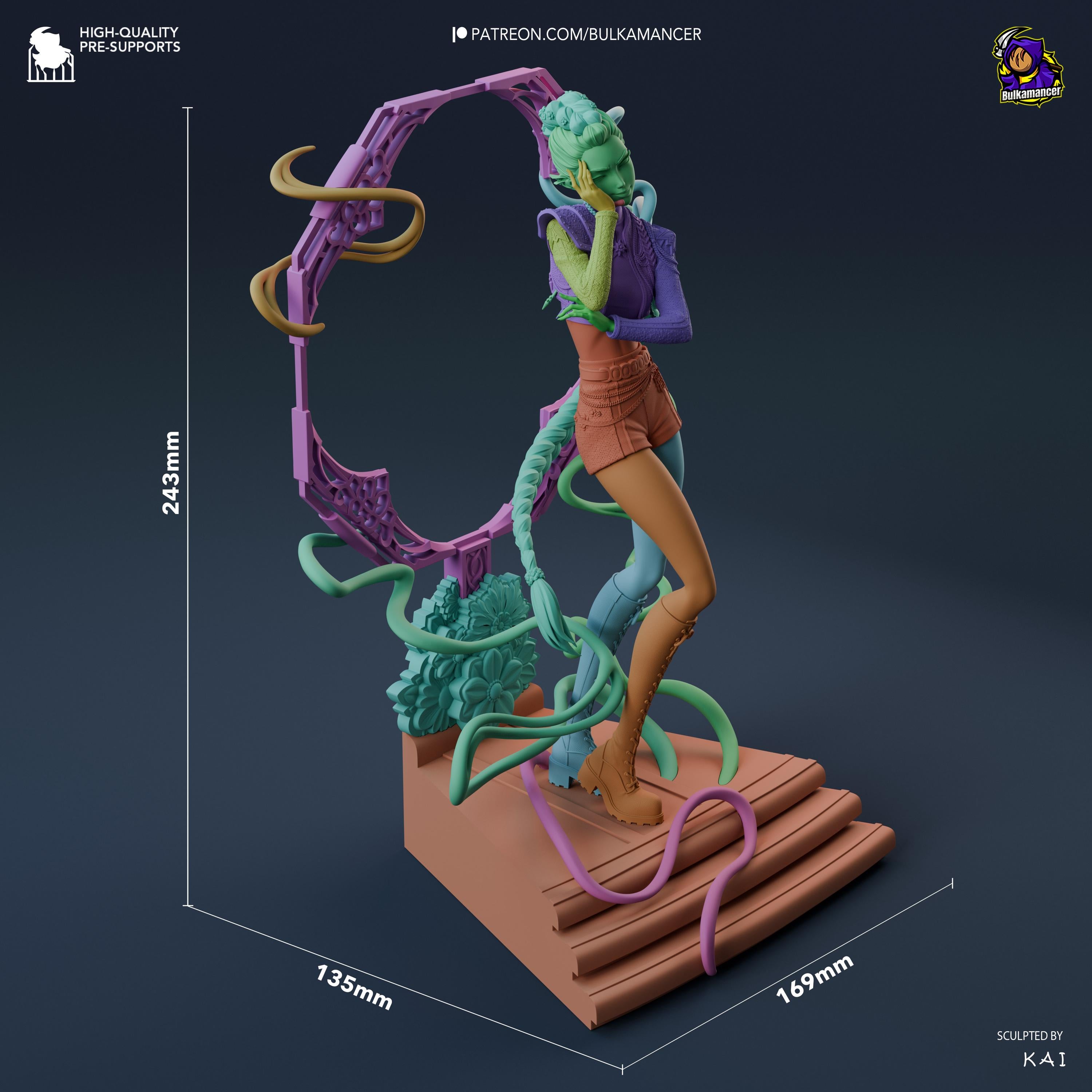 Kpop Spirit Hunter Rumi Resin Statue: Hand Painted Huntrix Kpop Fan Made Collectible