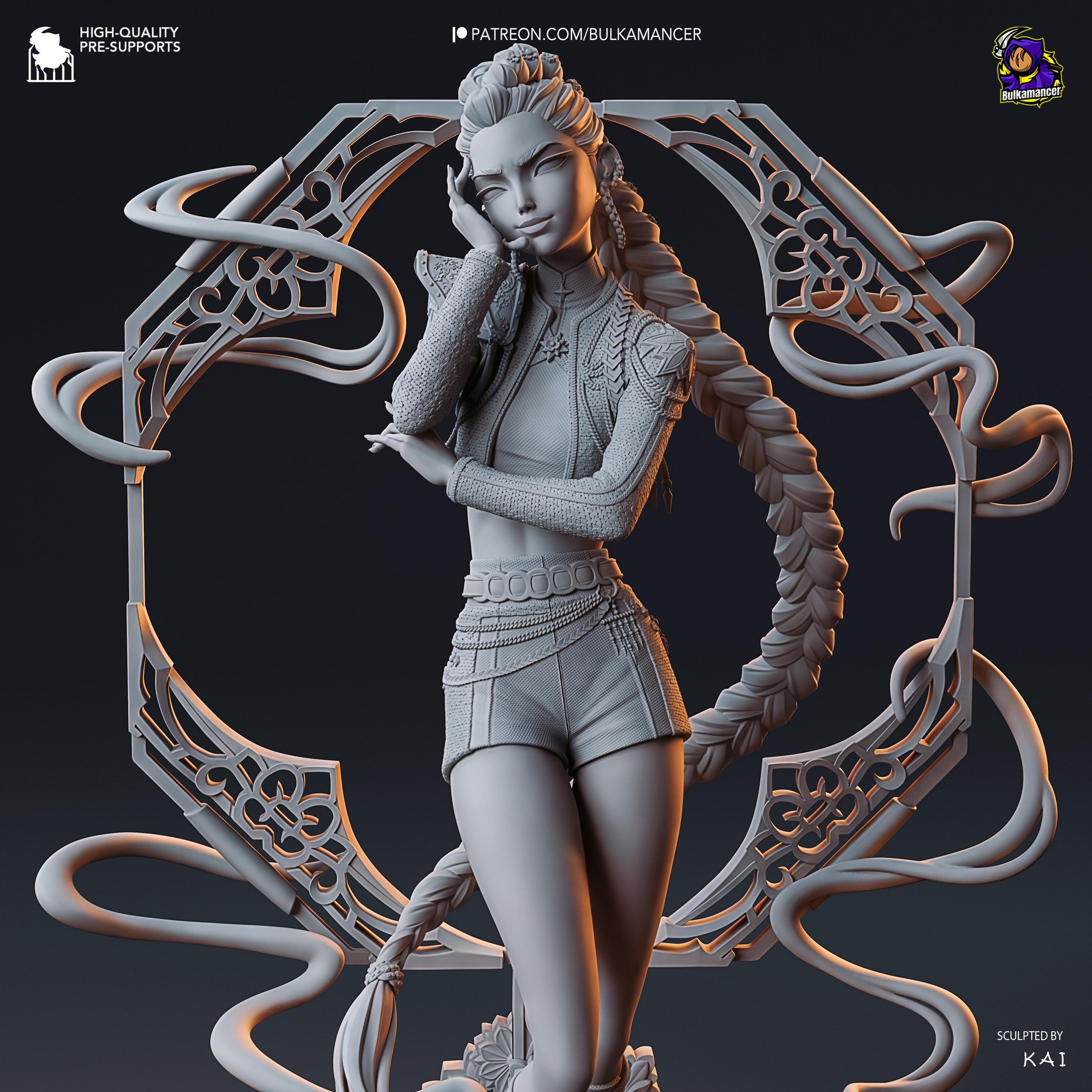 Kpop Spirit Hunter Rumi Resin Statue: Hand Painted Huntrix Kpop Fan Made Collectible